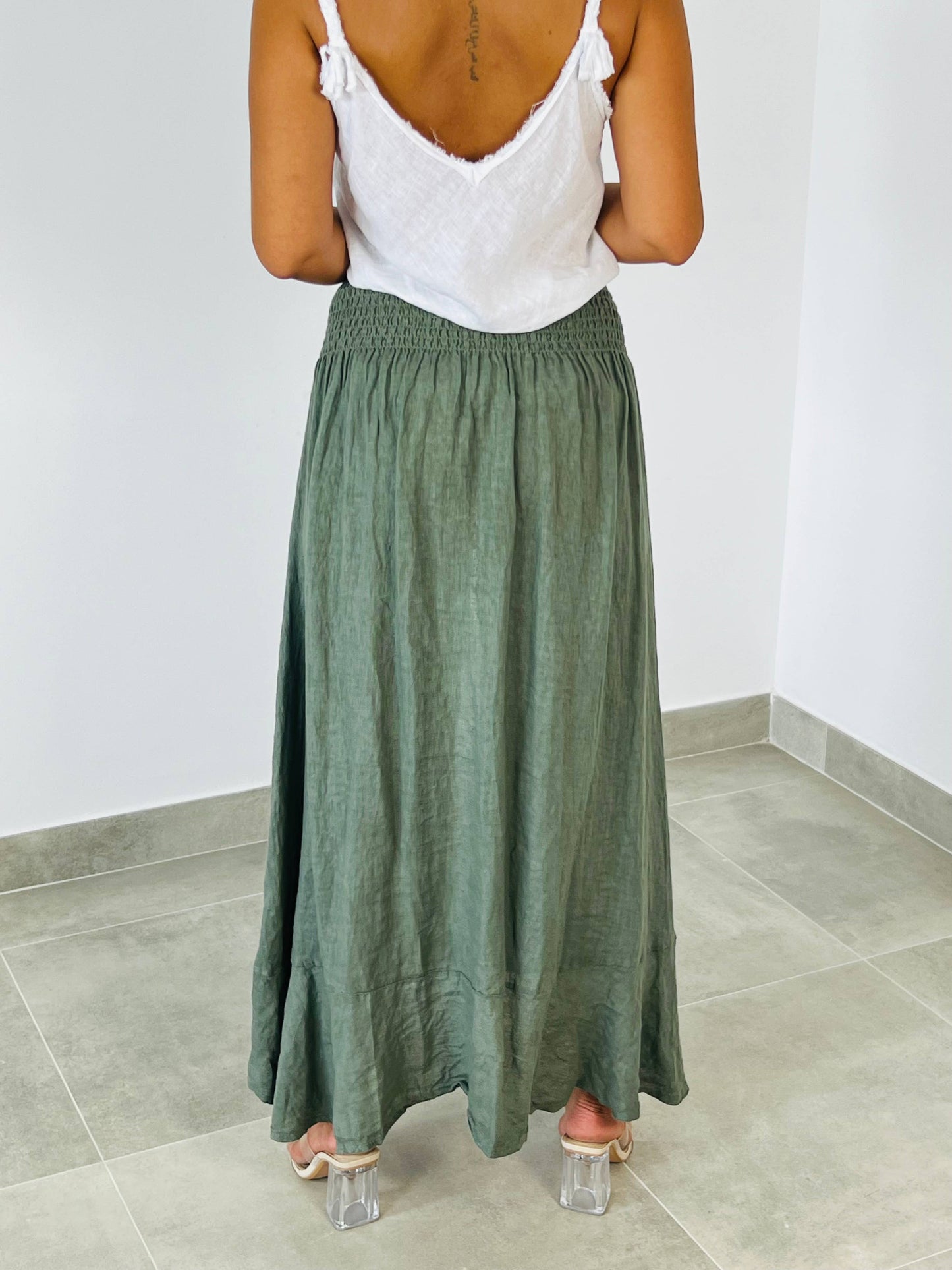 Linen Button Skirt
