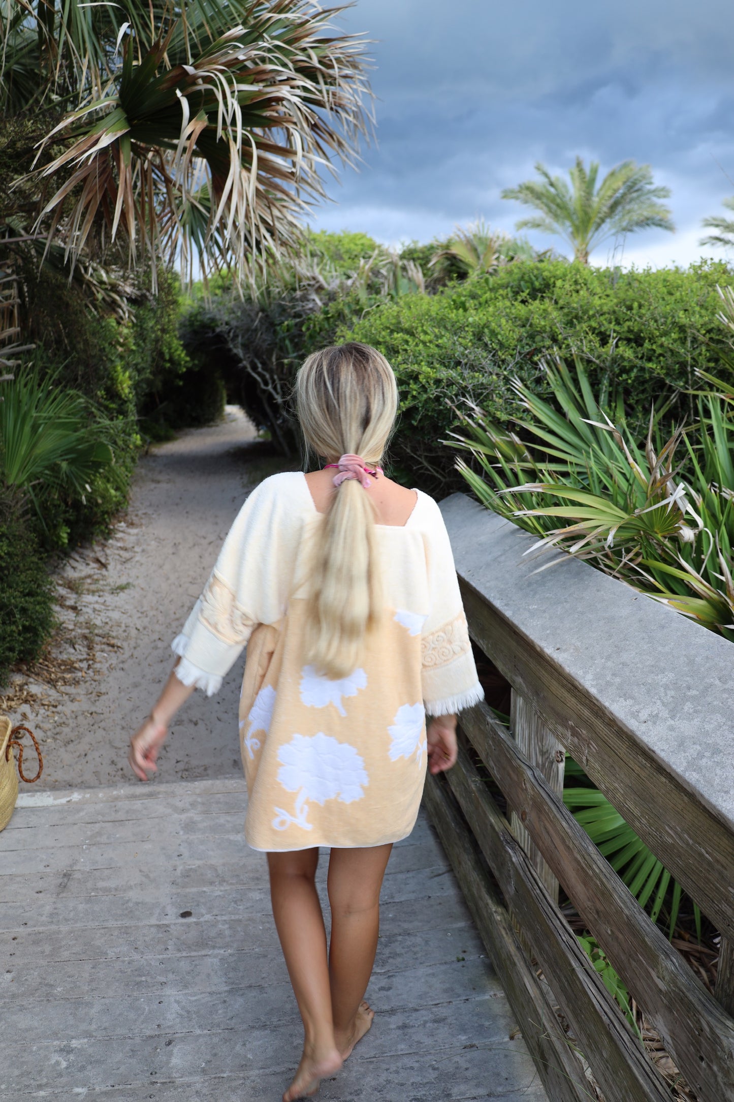 Yellow & White Floral Towel Dress