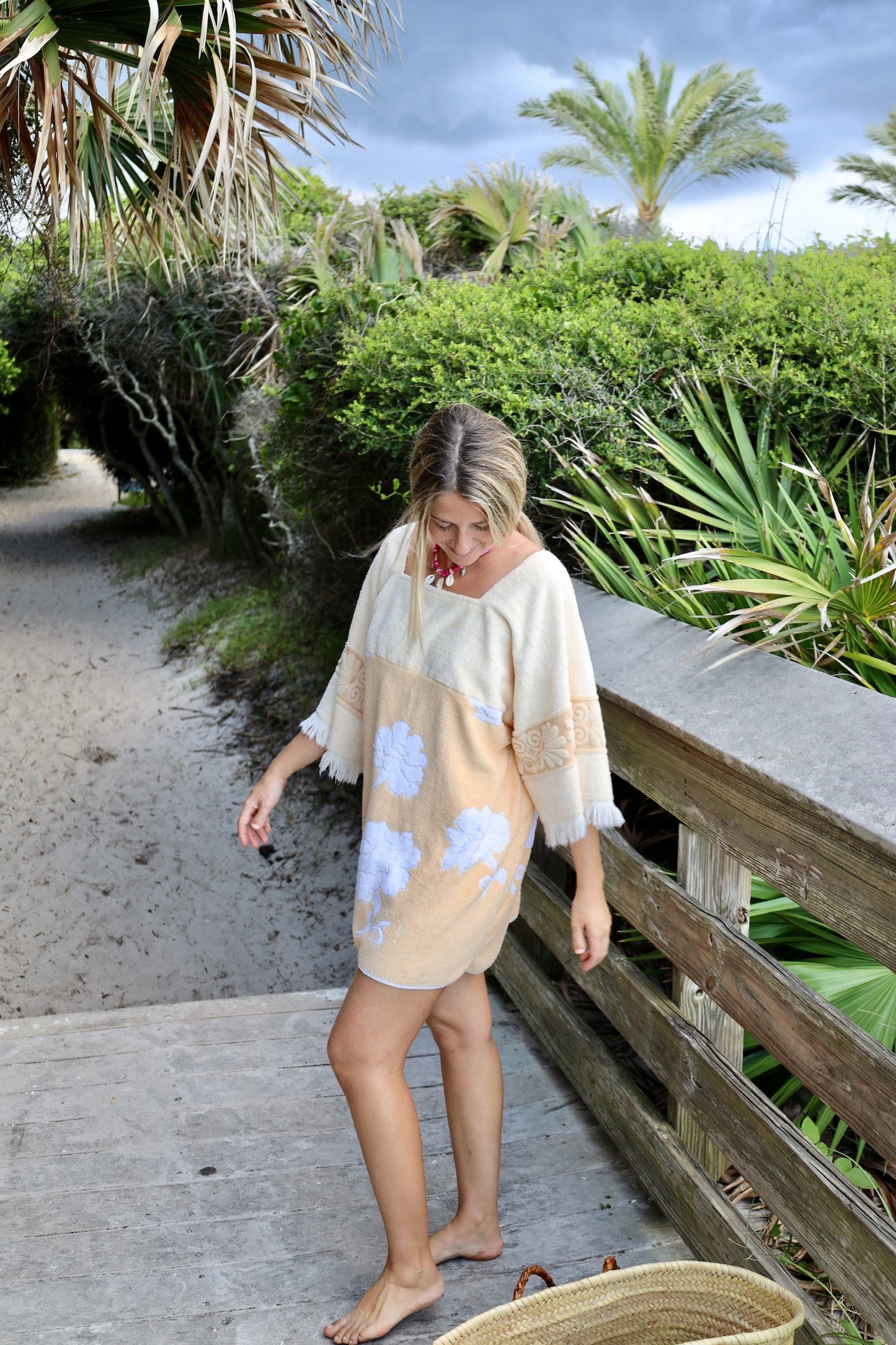 Yellow & White Floral Towel Dress