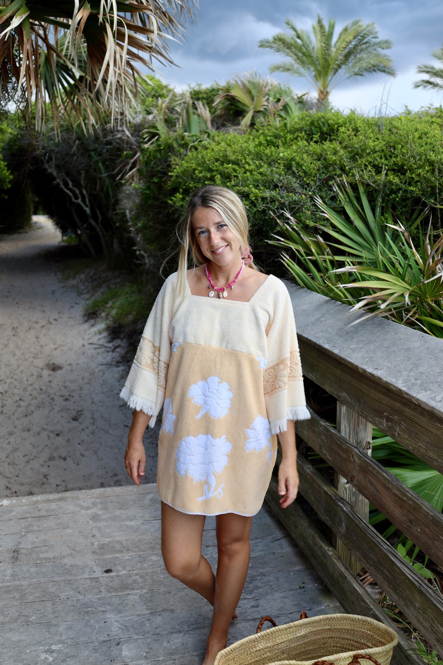 Yellow & White Floral Towel Dress