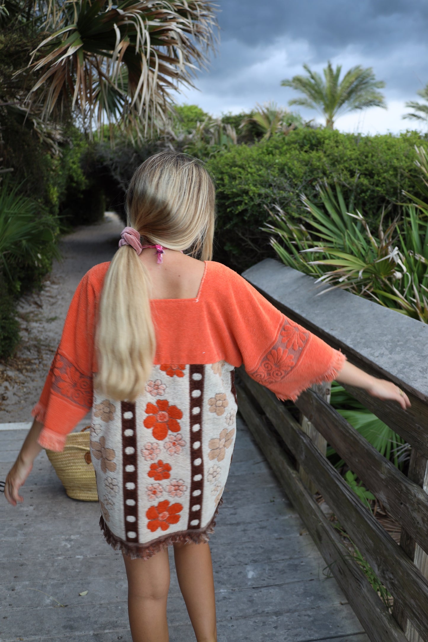 Orange & Brown Floral Towel Dress