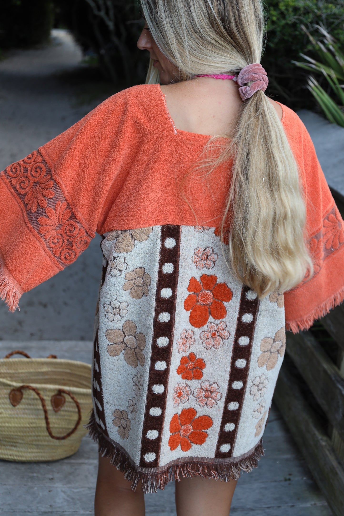 Orange & Brown Floral Towel Dress