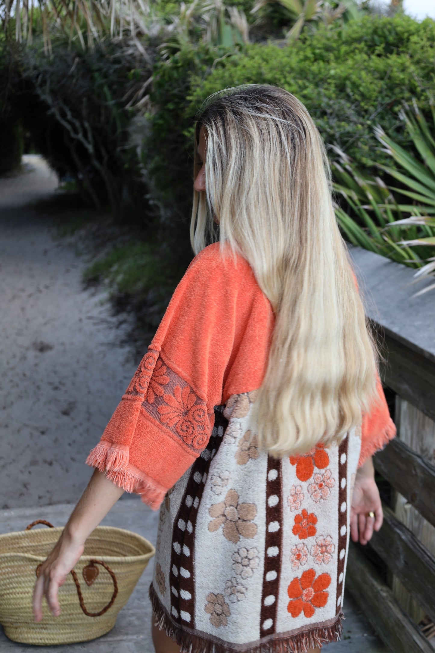 Orange & Brown Floral Towel Dress
