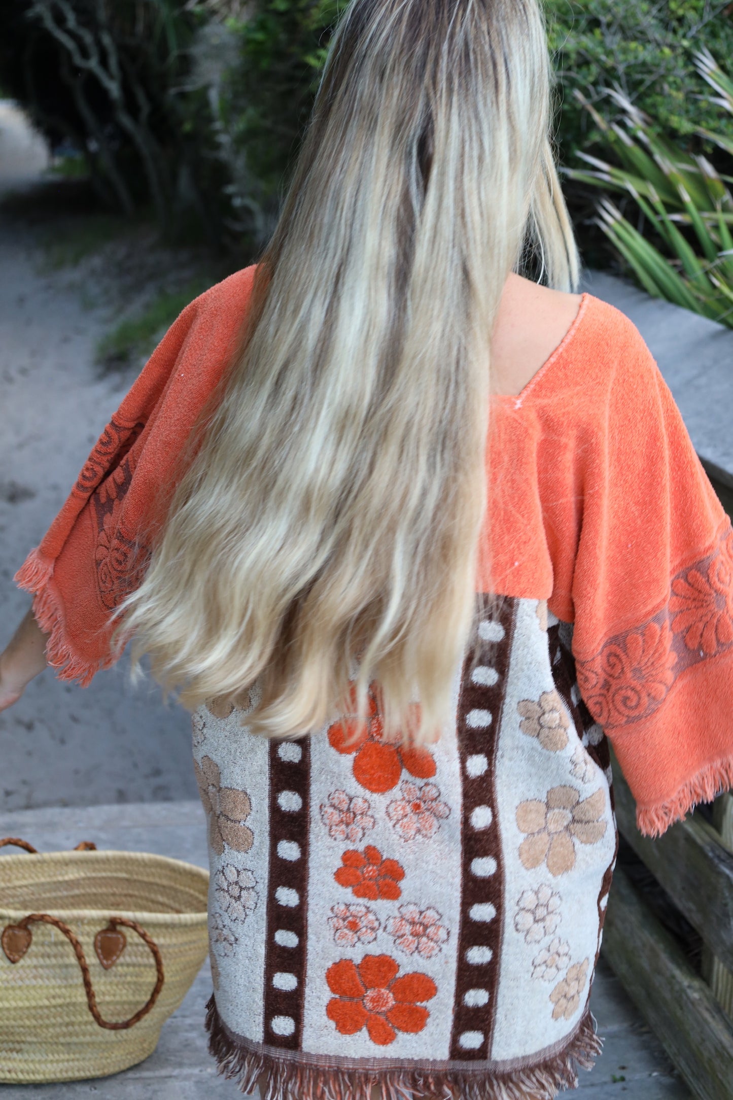 Orange & Brown Floral Towel Dress