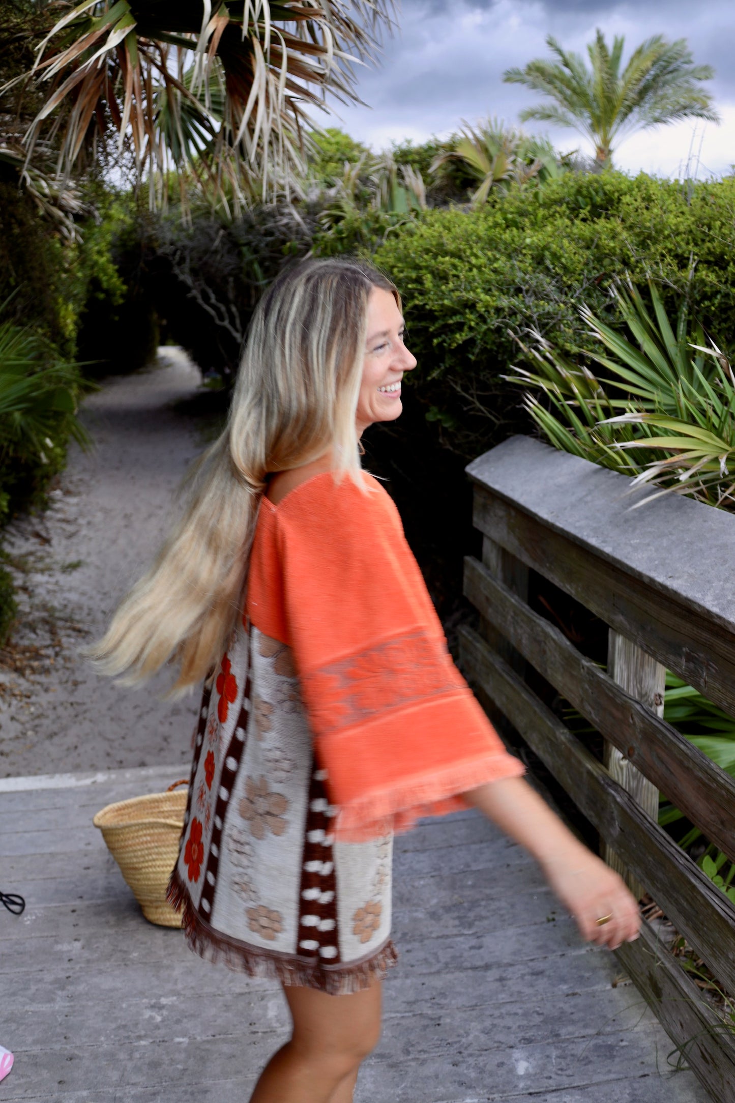 Orange & Brown Floral Towel Dress