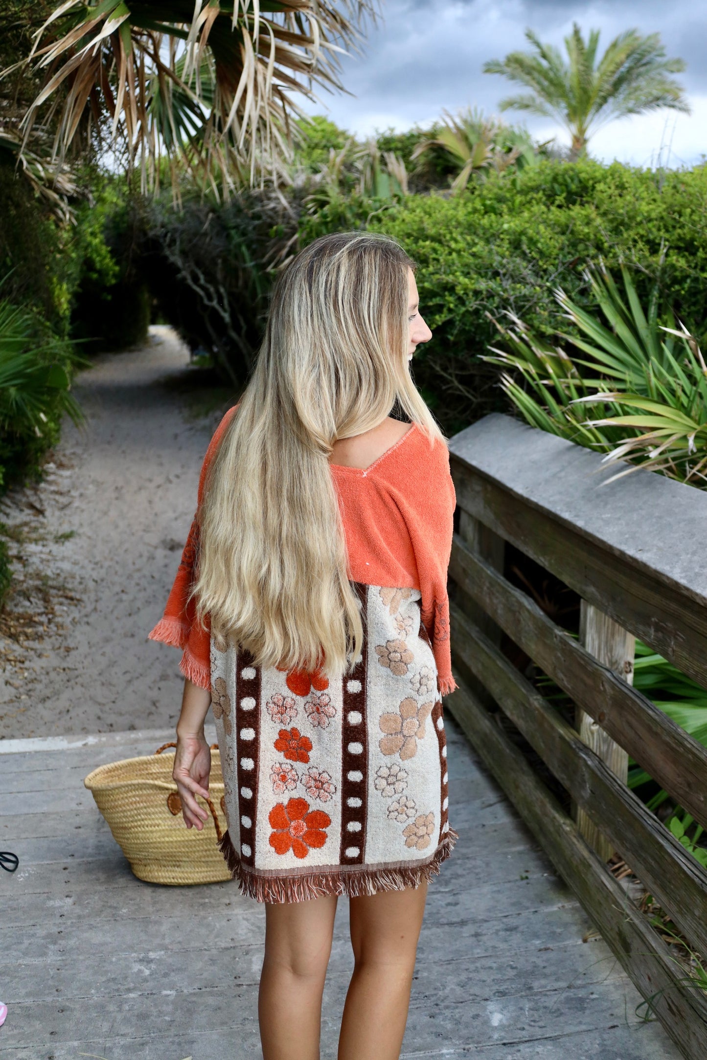 Orange & Brown Floral Towel Dress