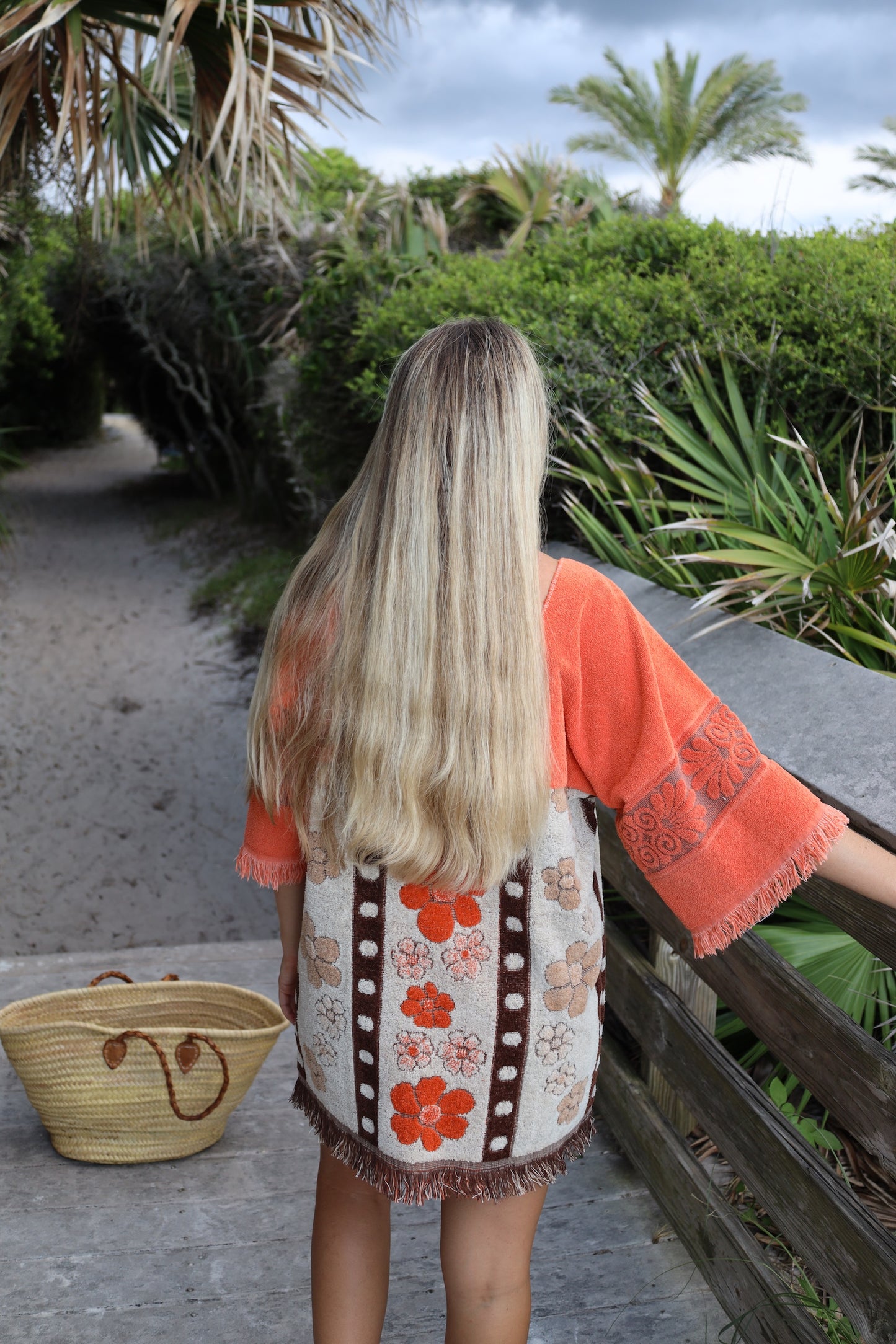 Orange & Brown Floral Towel Dress