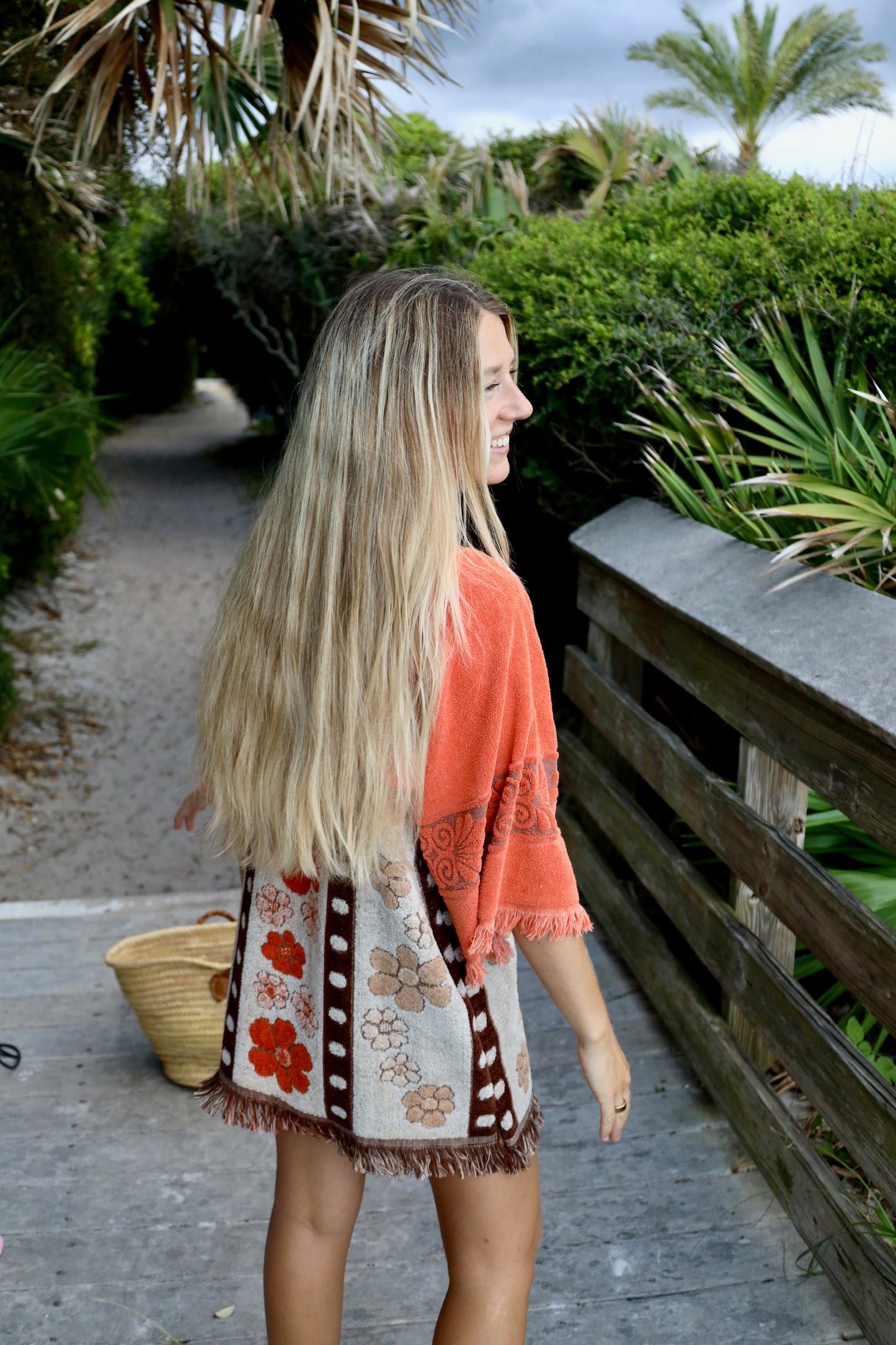 Orange & Brown Floral Towel Dress