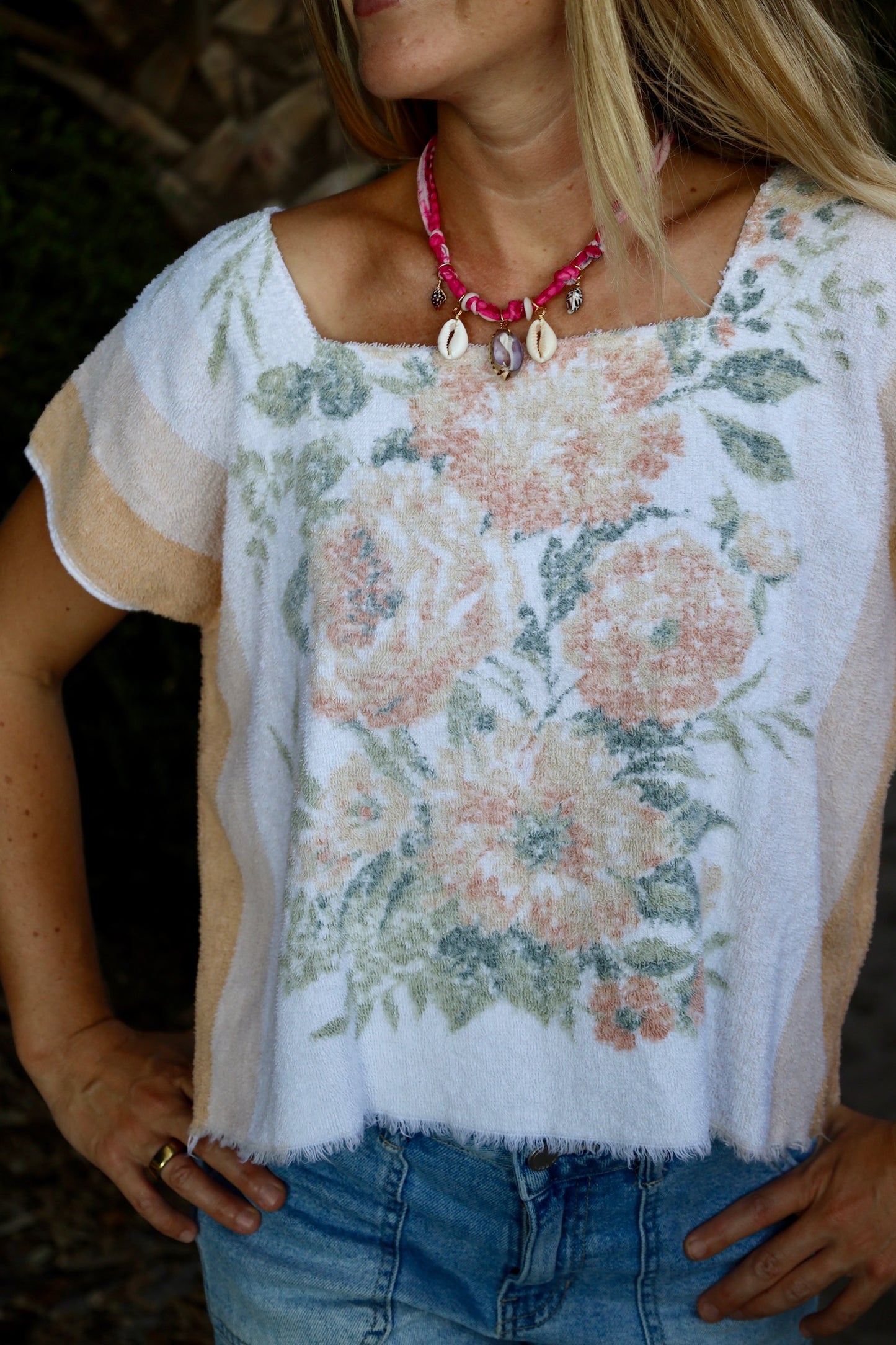 Vintage Floral Towel Top