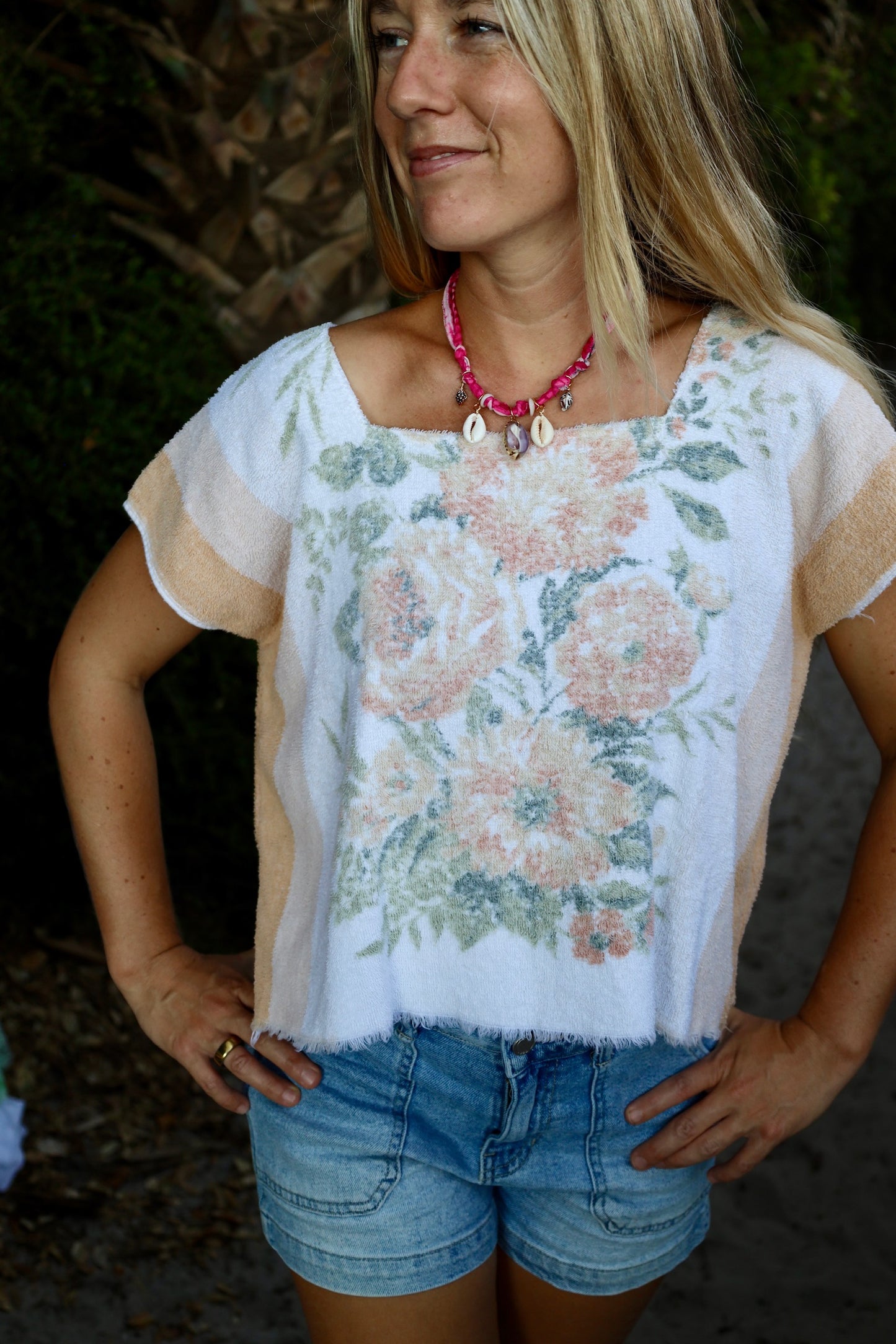 Vintage Floral Towel Top