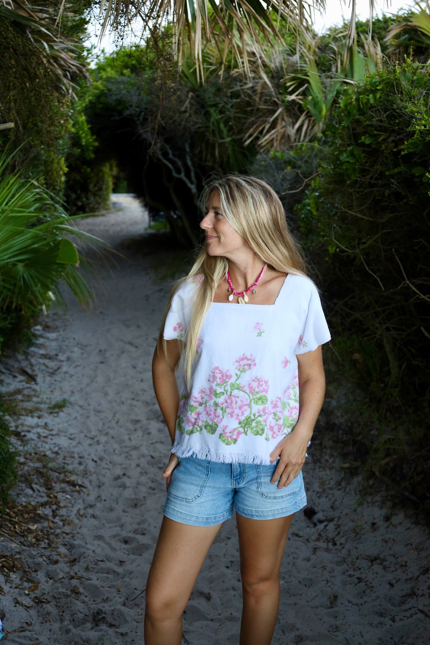 Pink Floral Towel Top