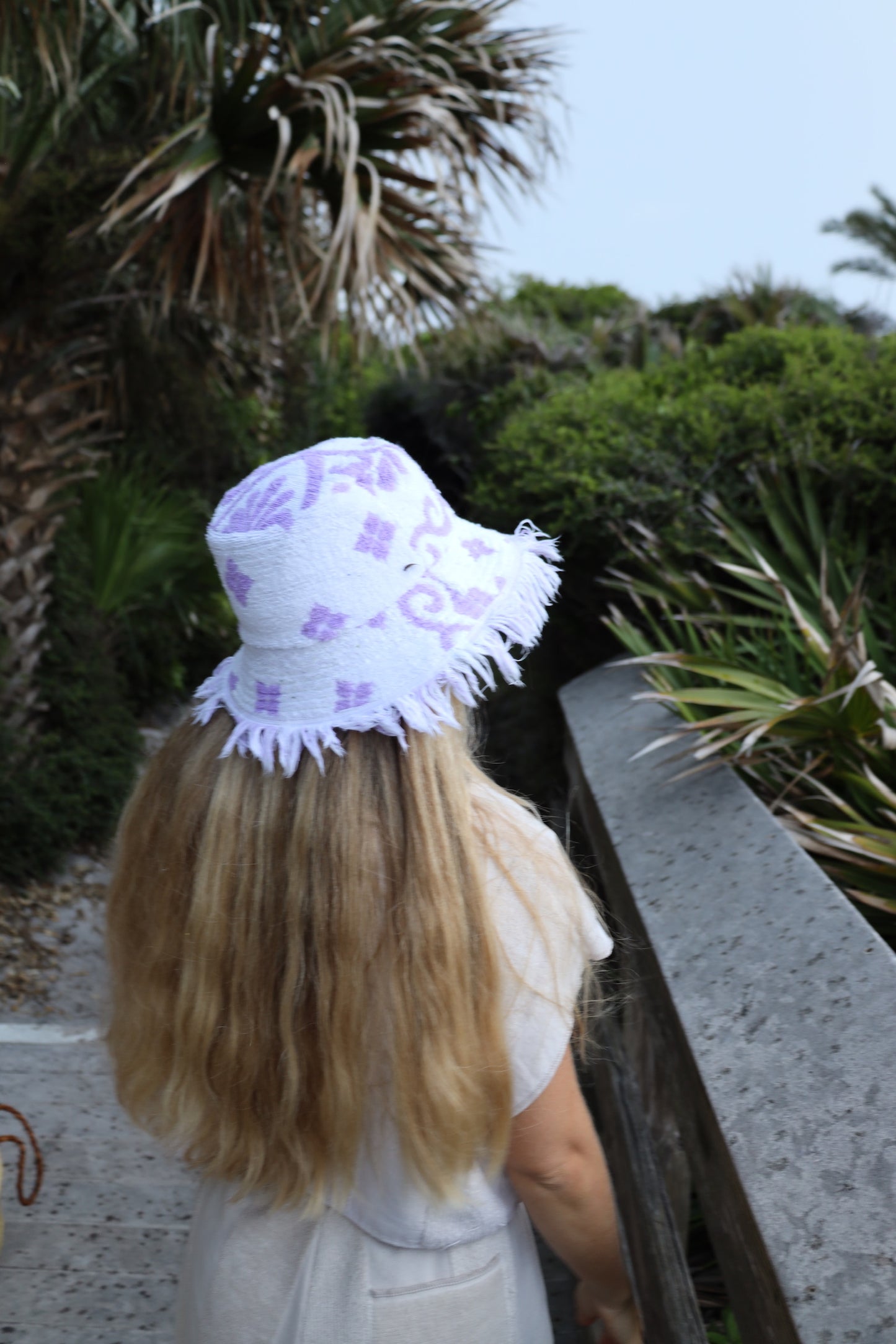 Purple & White Towel Bucket Hat