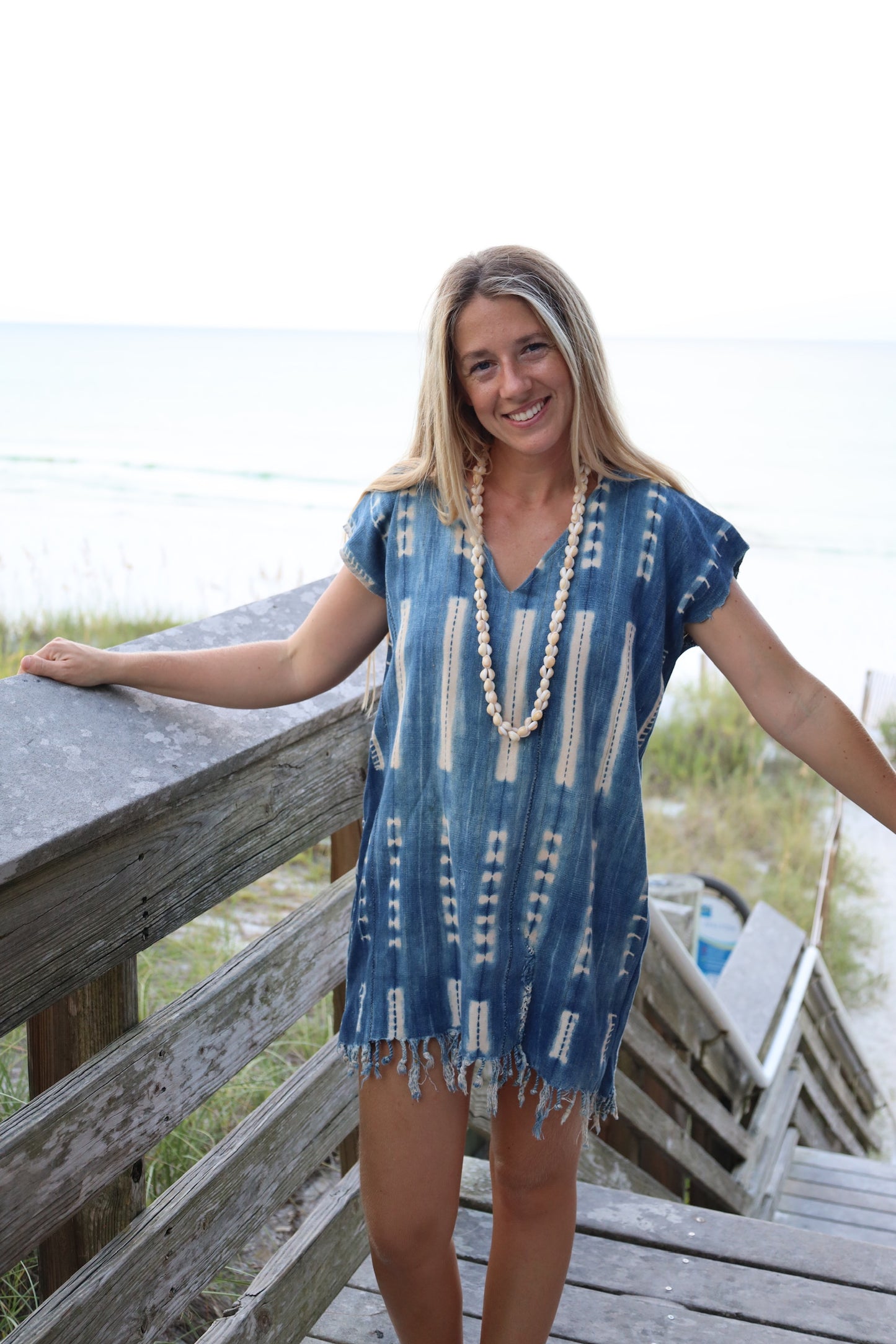 Indigo Fringe Mini Dress