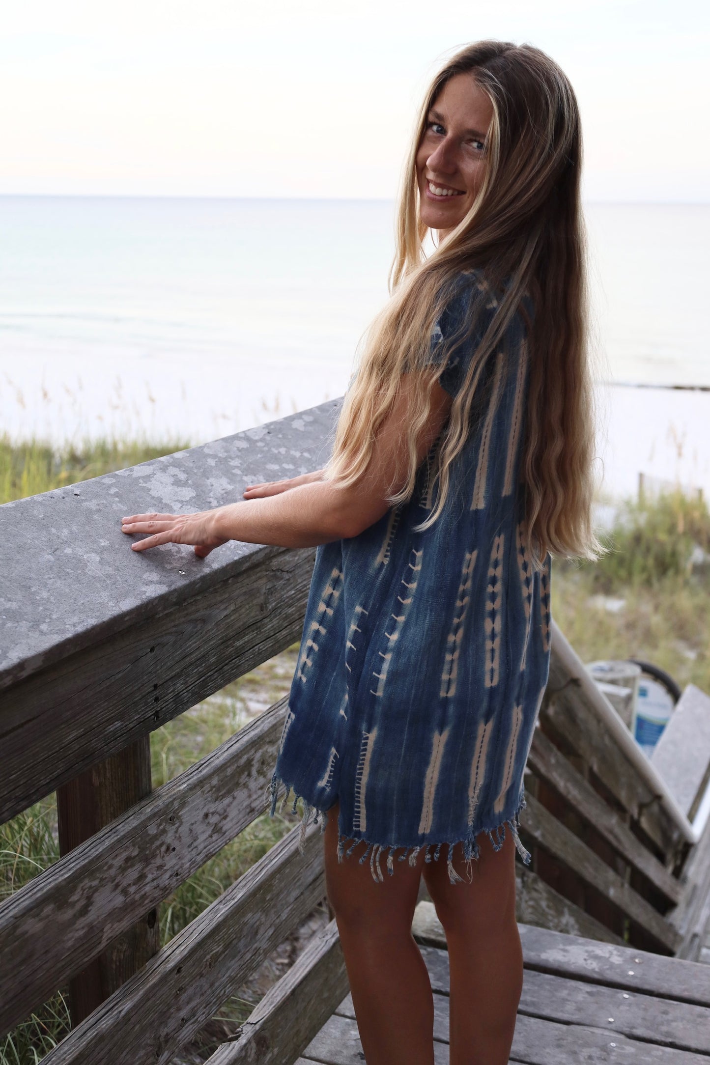 Indigo Fringe Mini Dress