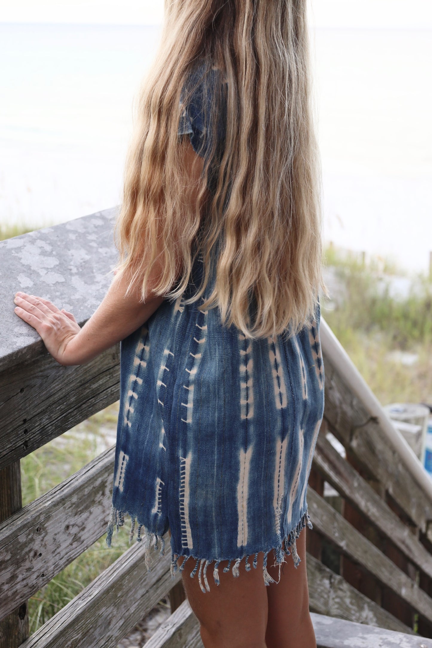 Indigo Fringe Mini Dress