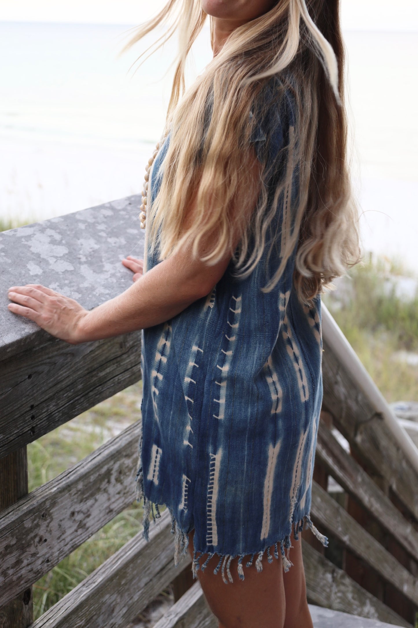 Indigo Fringe Mini Dress