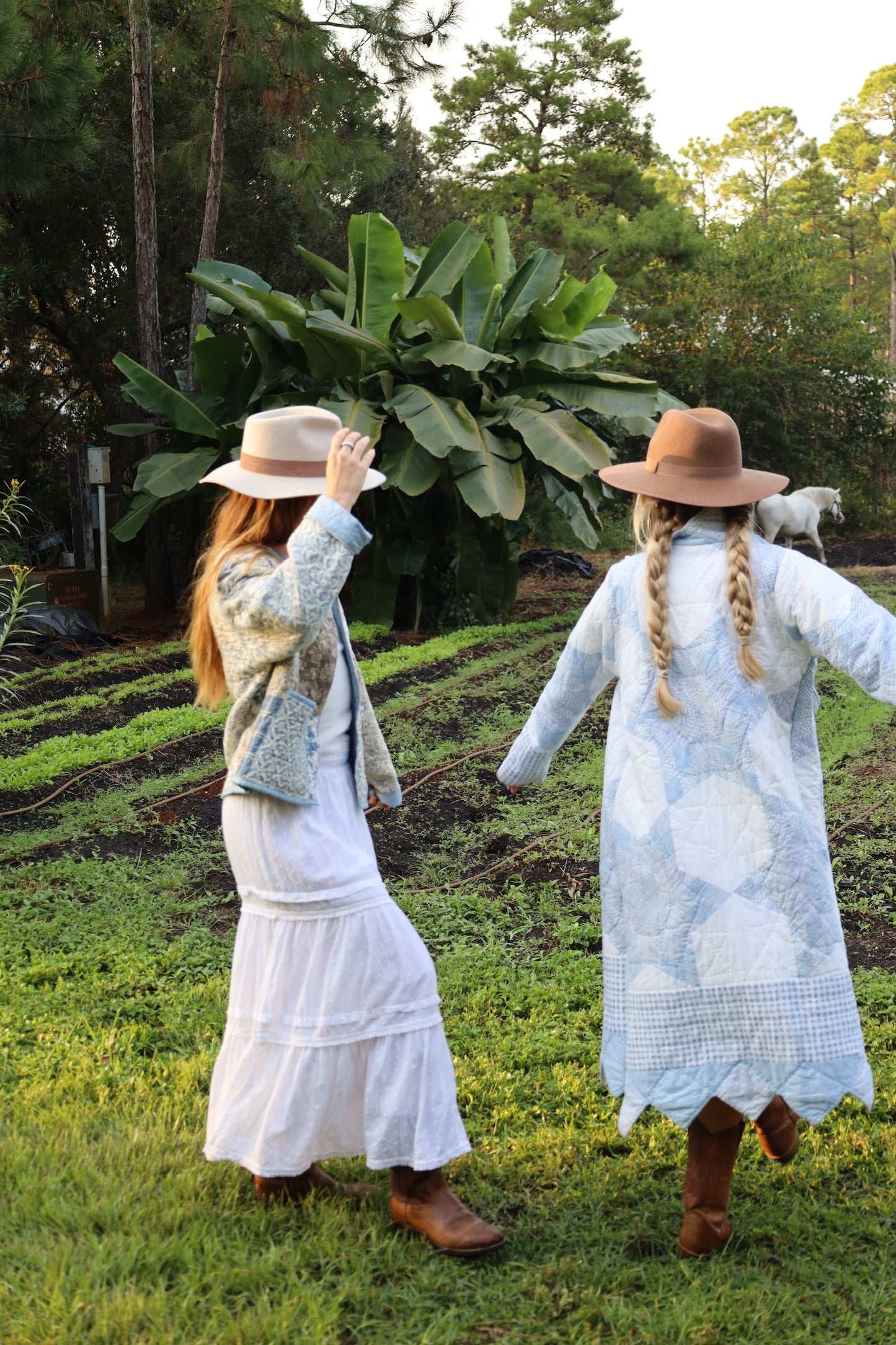 Baby Blue Star Long Quilt Coat