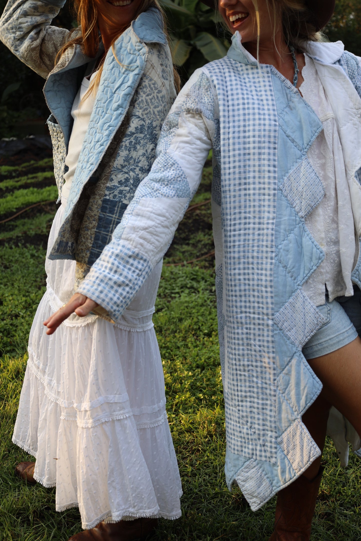 Baby Blue Star Long Quilt Coat