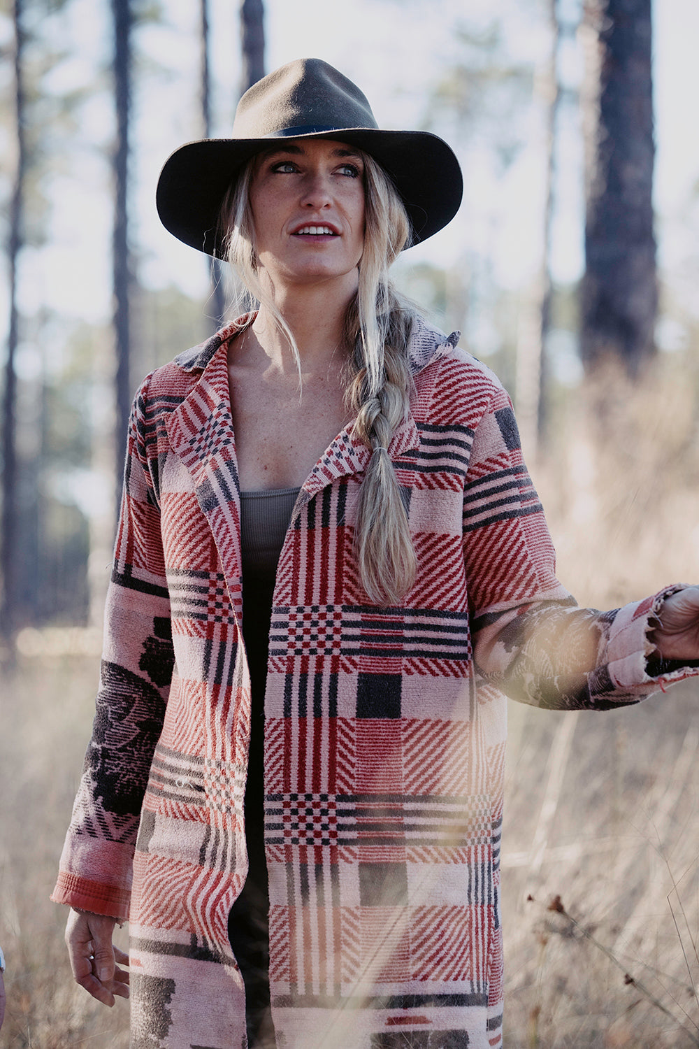 Pink and Brown Wool Coat