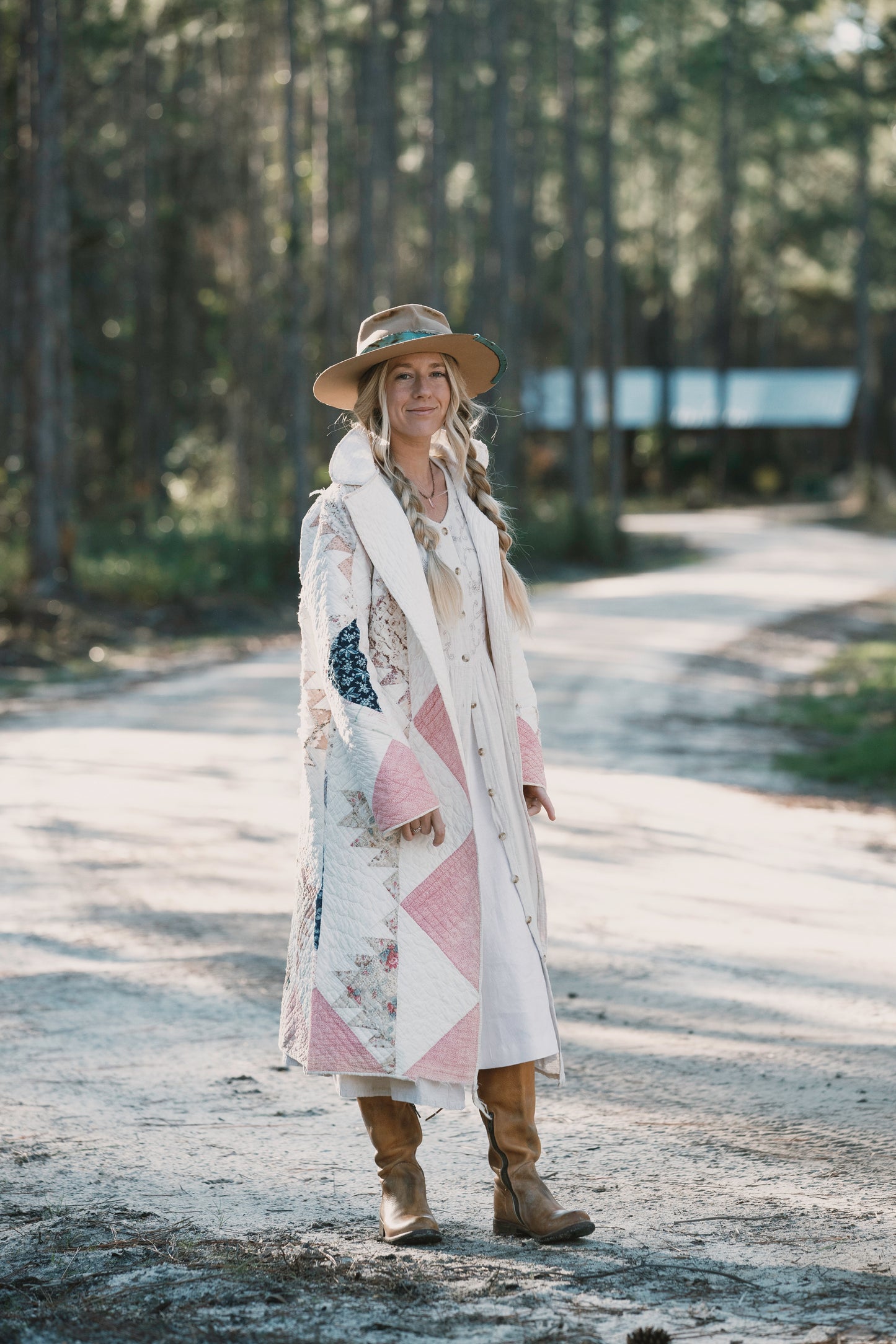 Pastel Triangles Long Quilt Coat