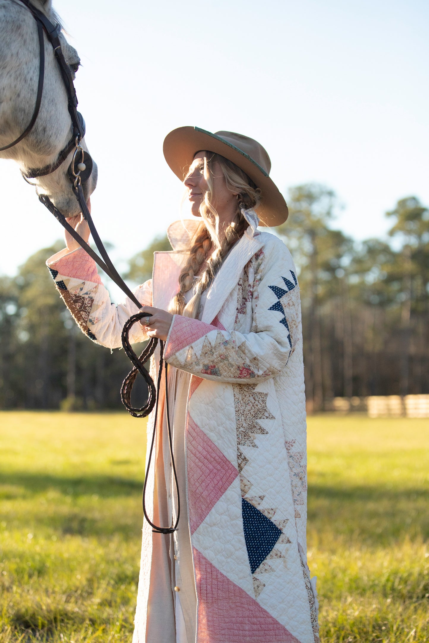 Pastel Triangles Long Quilt Coat