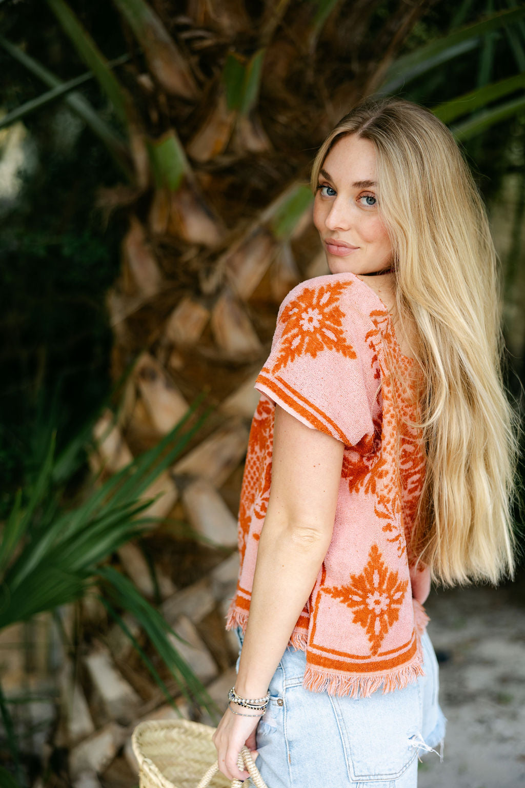 Pink & Orange Medallion Towel Top