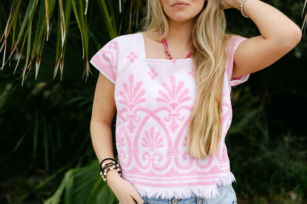 Pink & White Towel Top