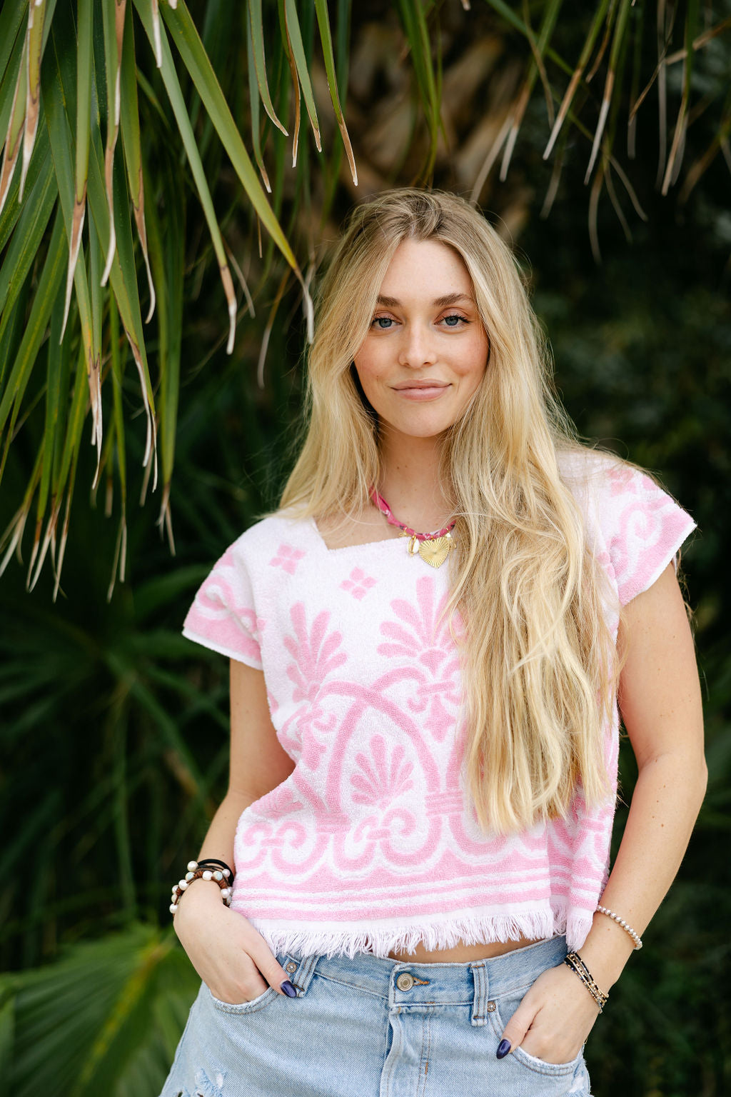 Pink & White Towel Top