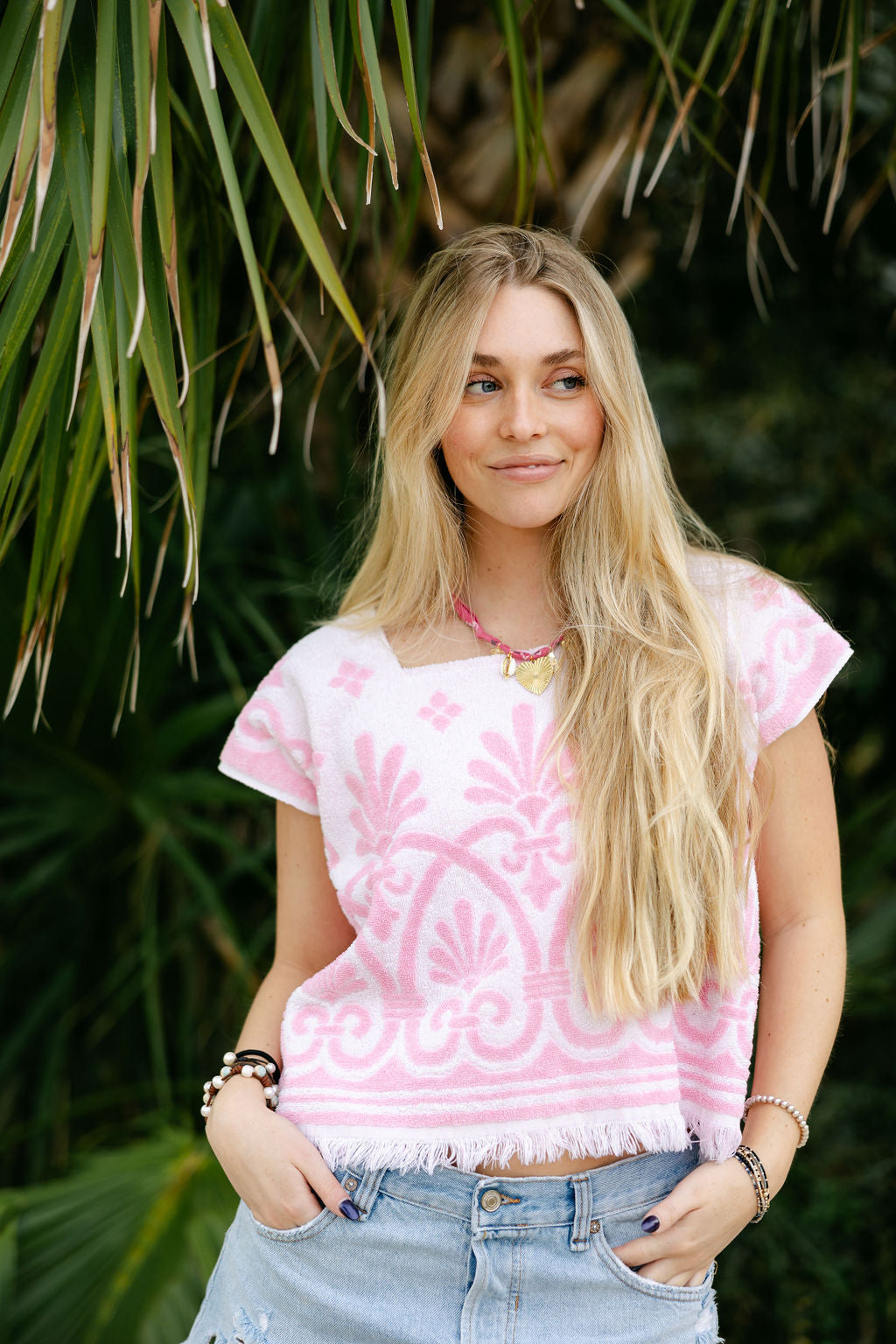 Pink & White Towel Top