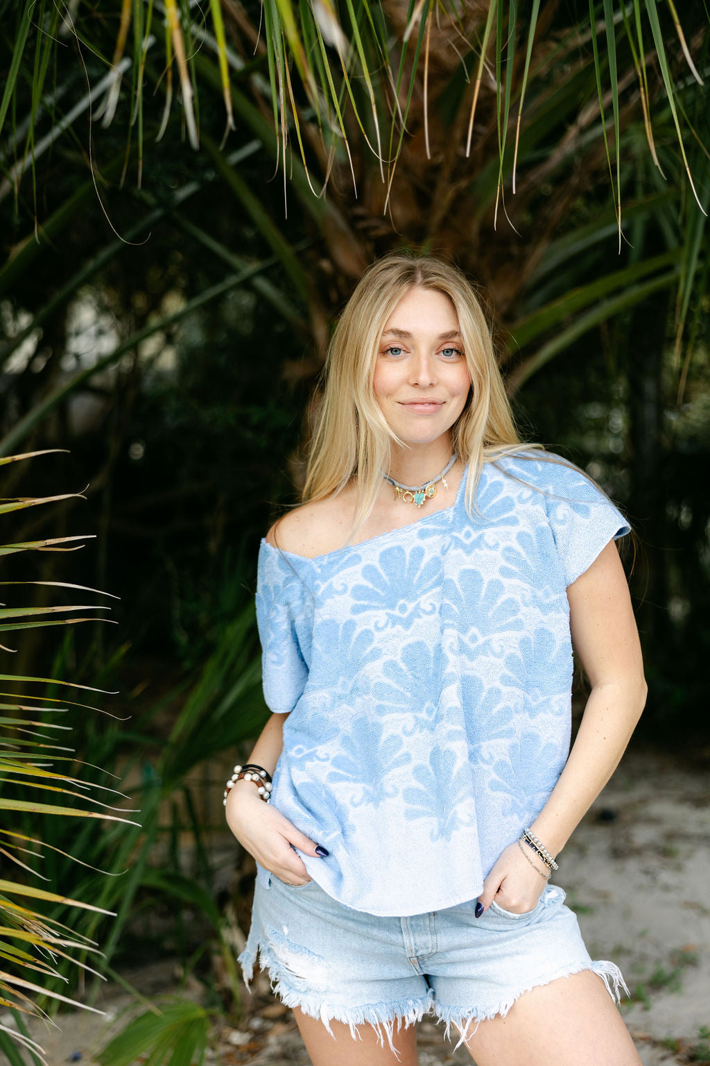 Blue Seashell Towel Top