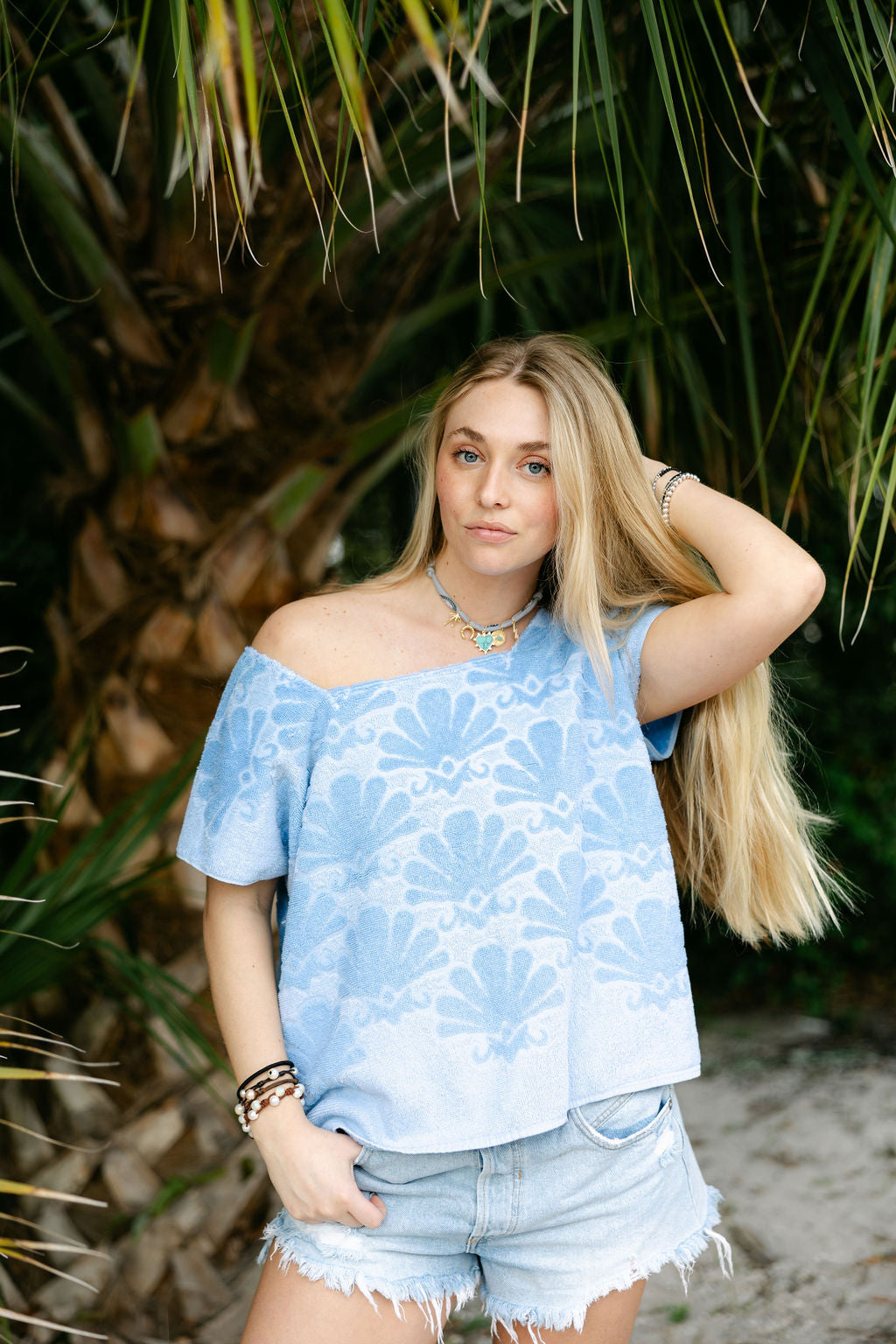 Blue Seashell Towel Top