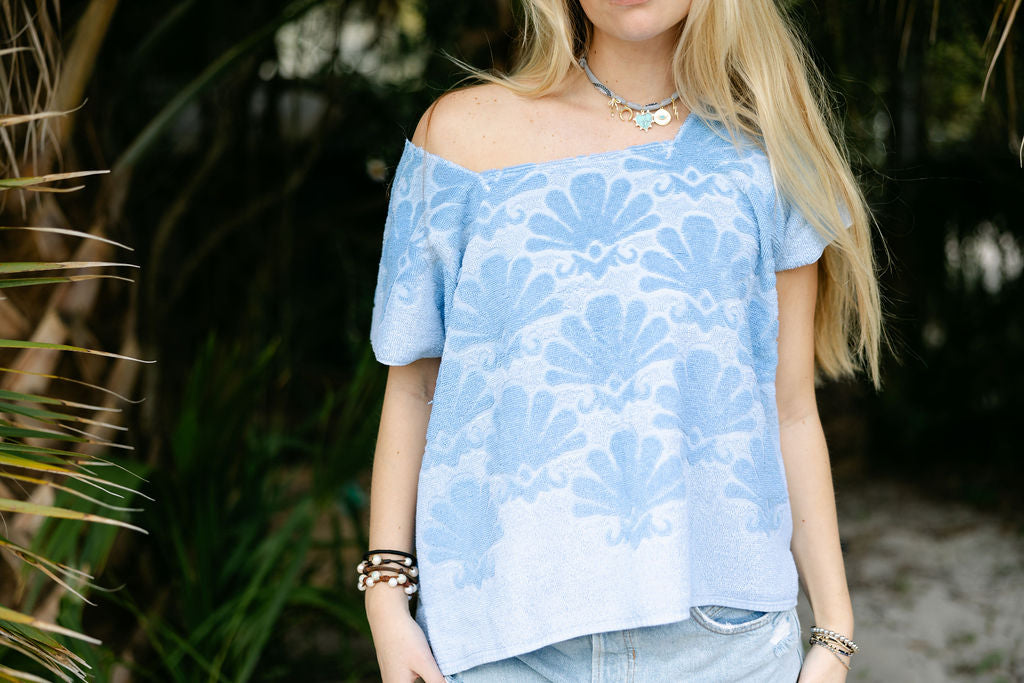 Blue Seashell Towel Top