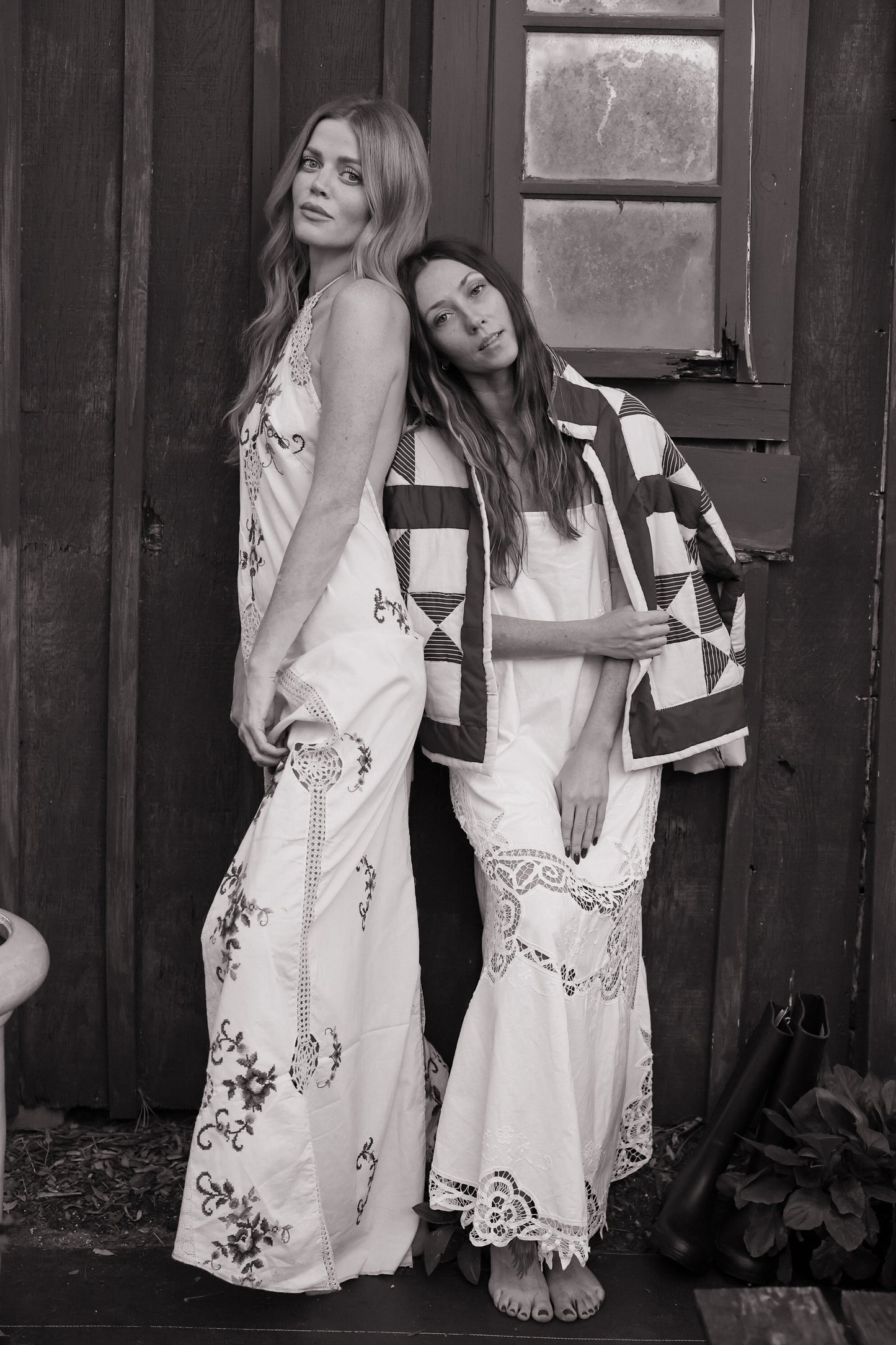 Embroidered Crochet Halter Gown