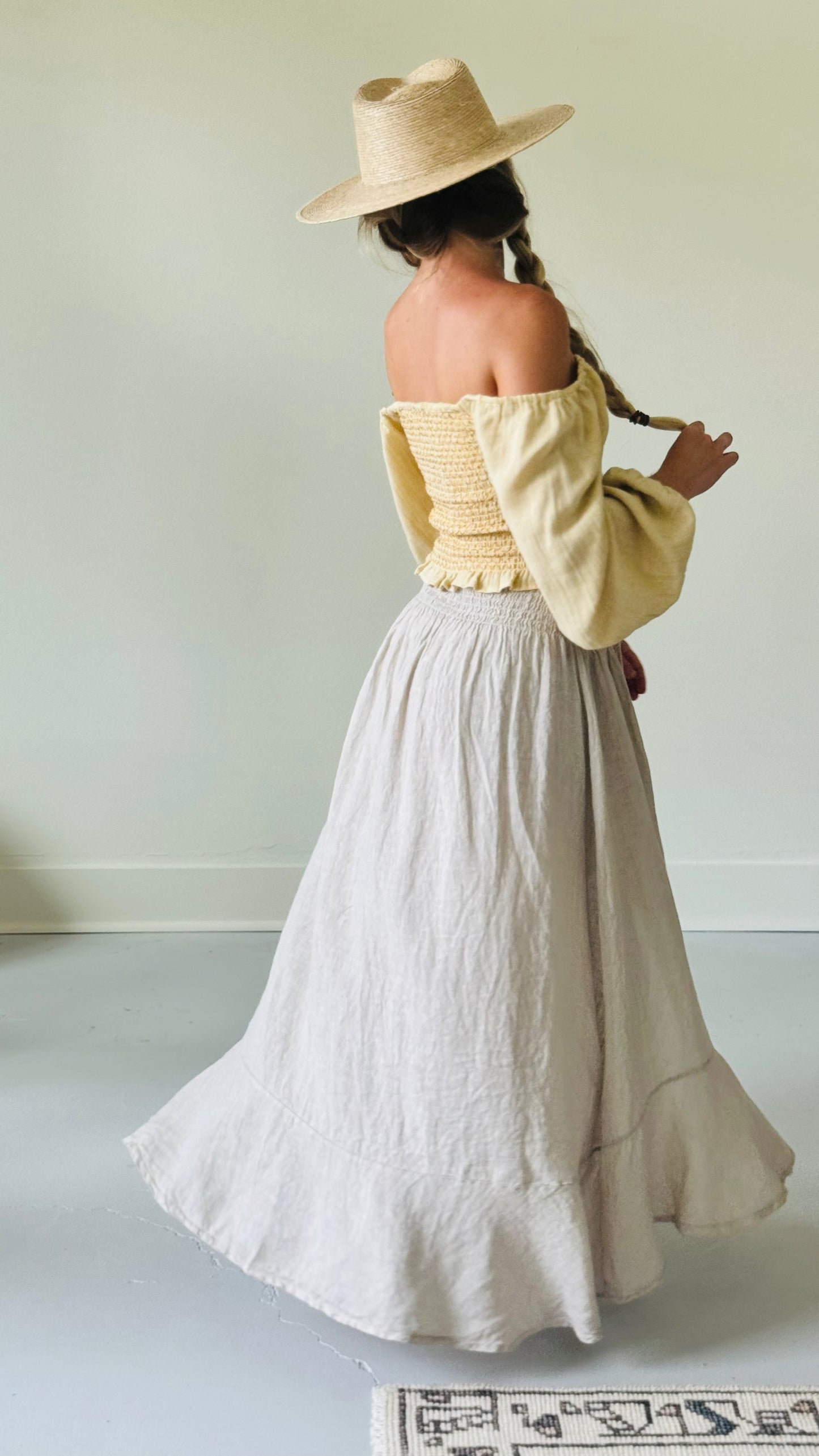 Linen Button Skirt