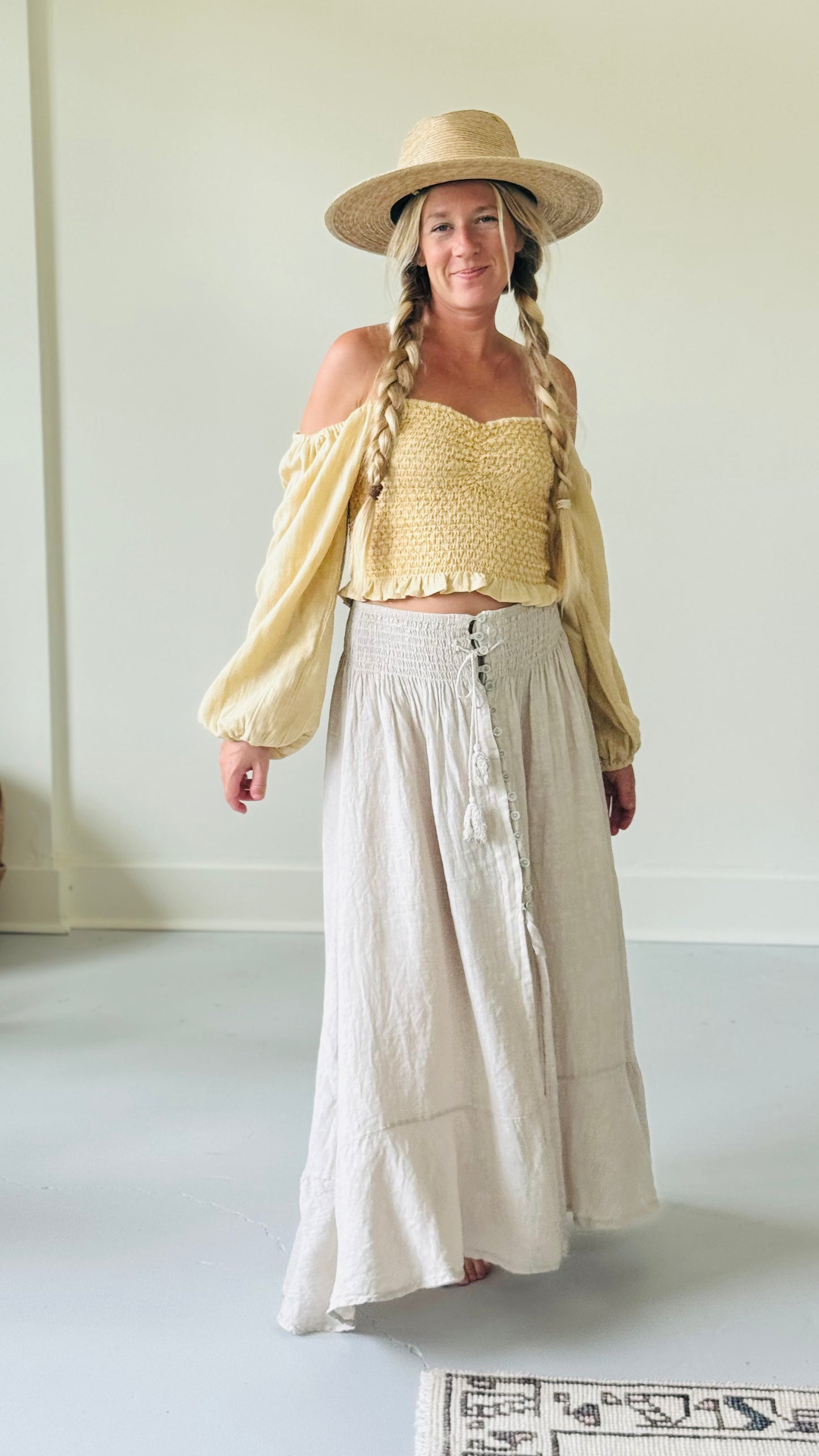Linen Button Skirt