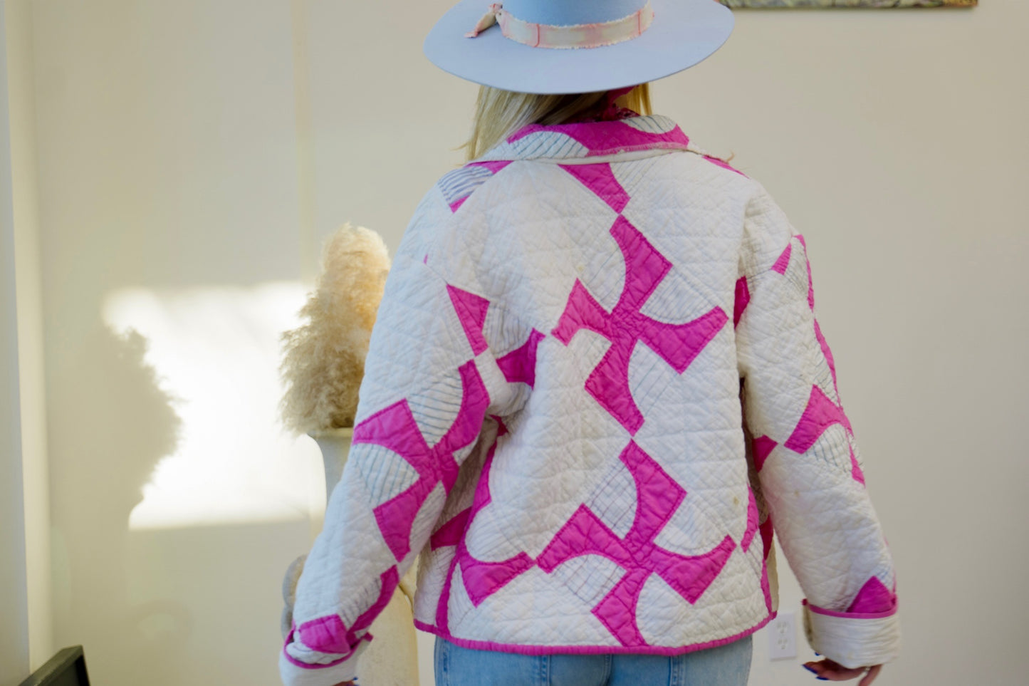 Pink & White Short Quilt Coat