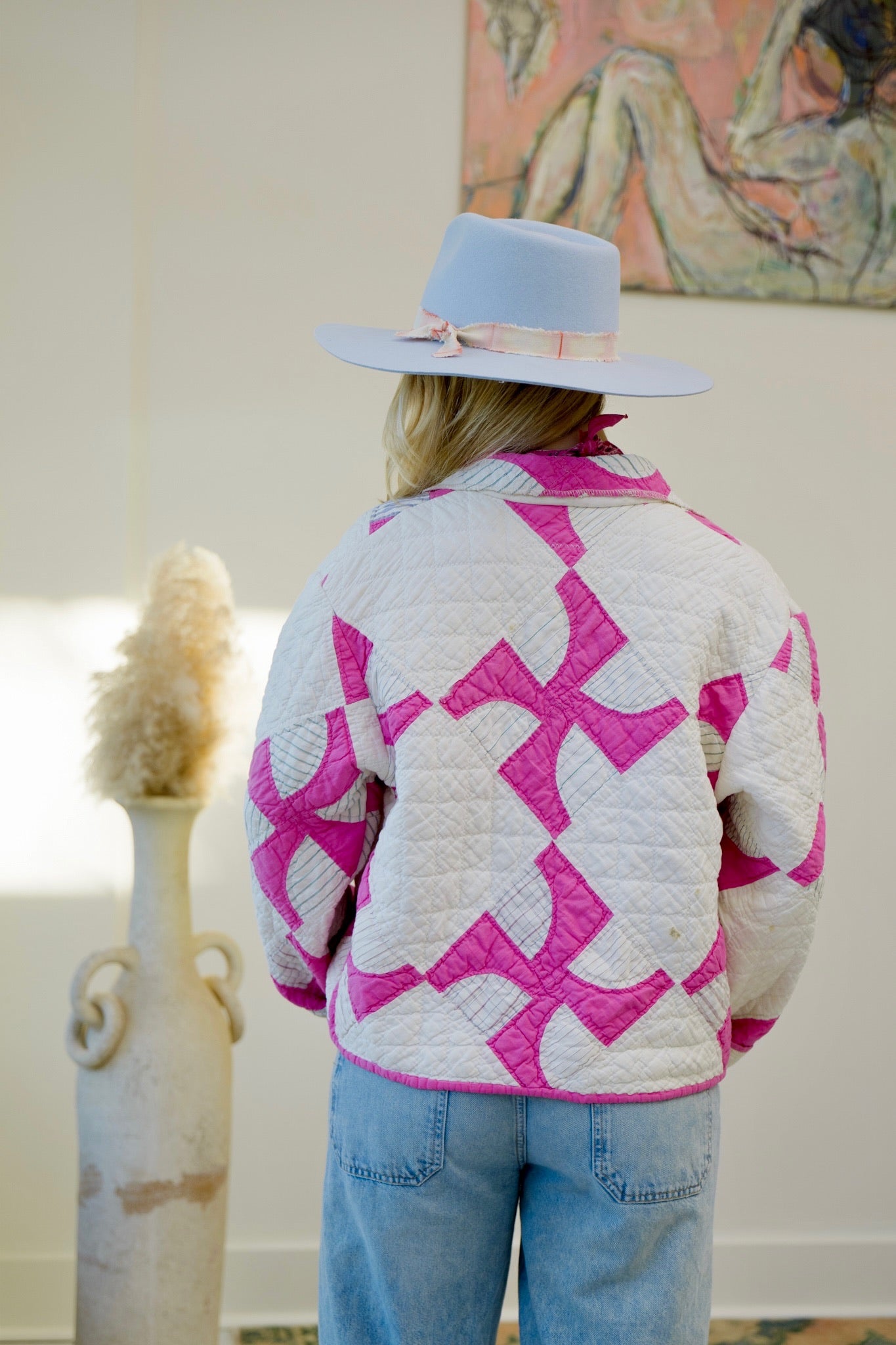 Pink & White Short Quilt Coat
