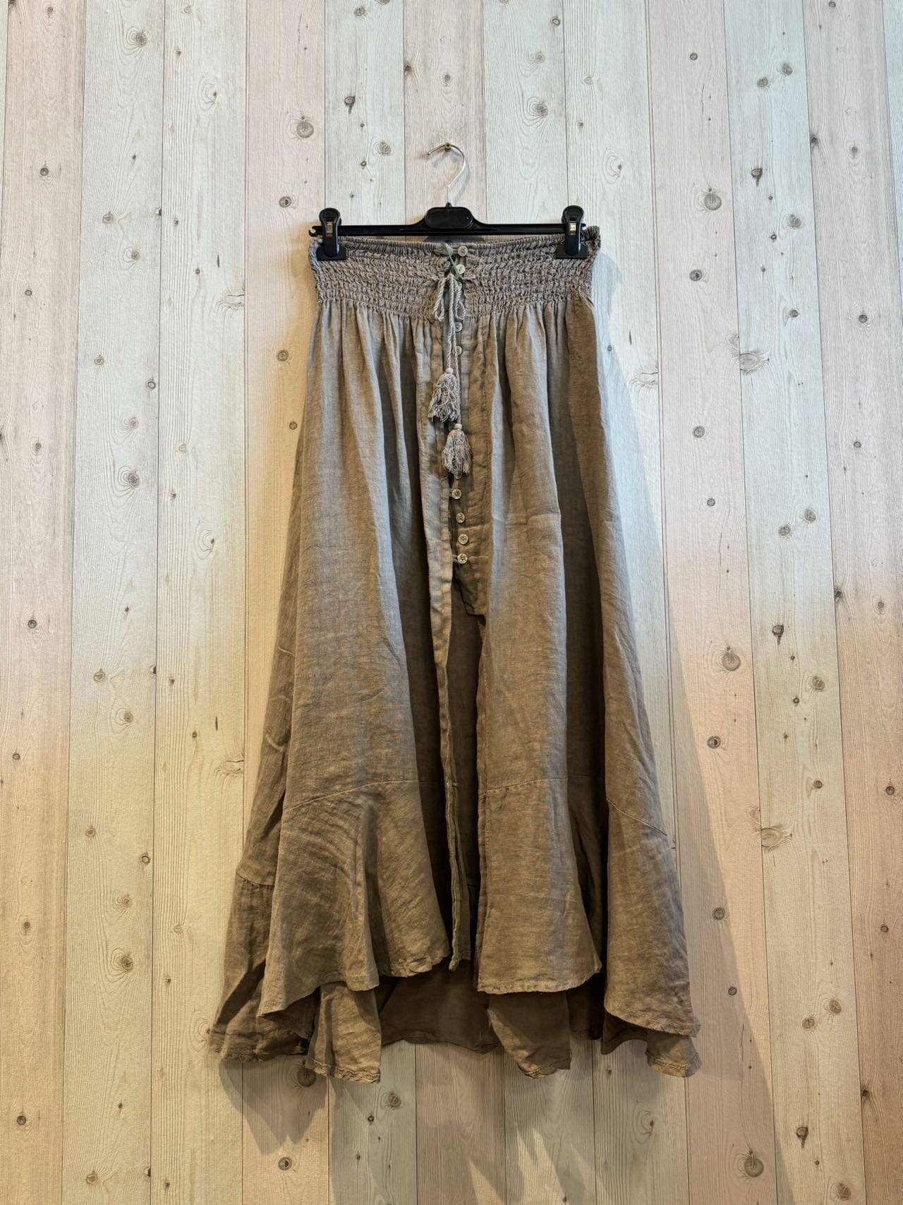 Linen Button Skirt