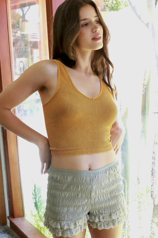 Vintage V Neck Crop Top