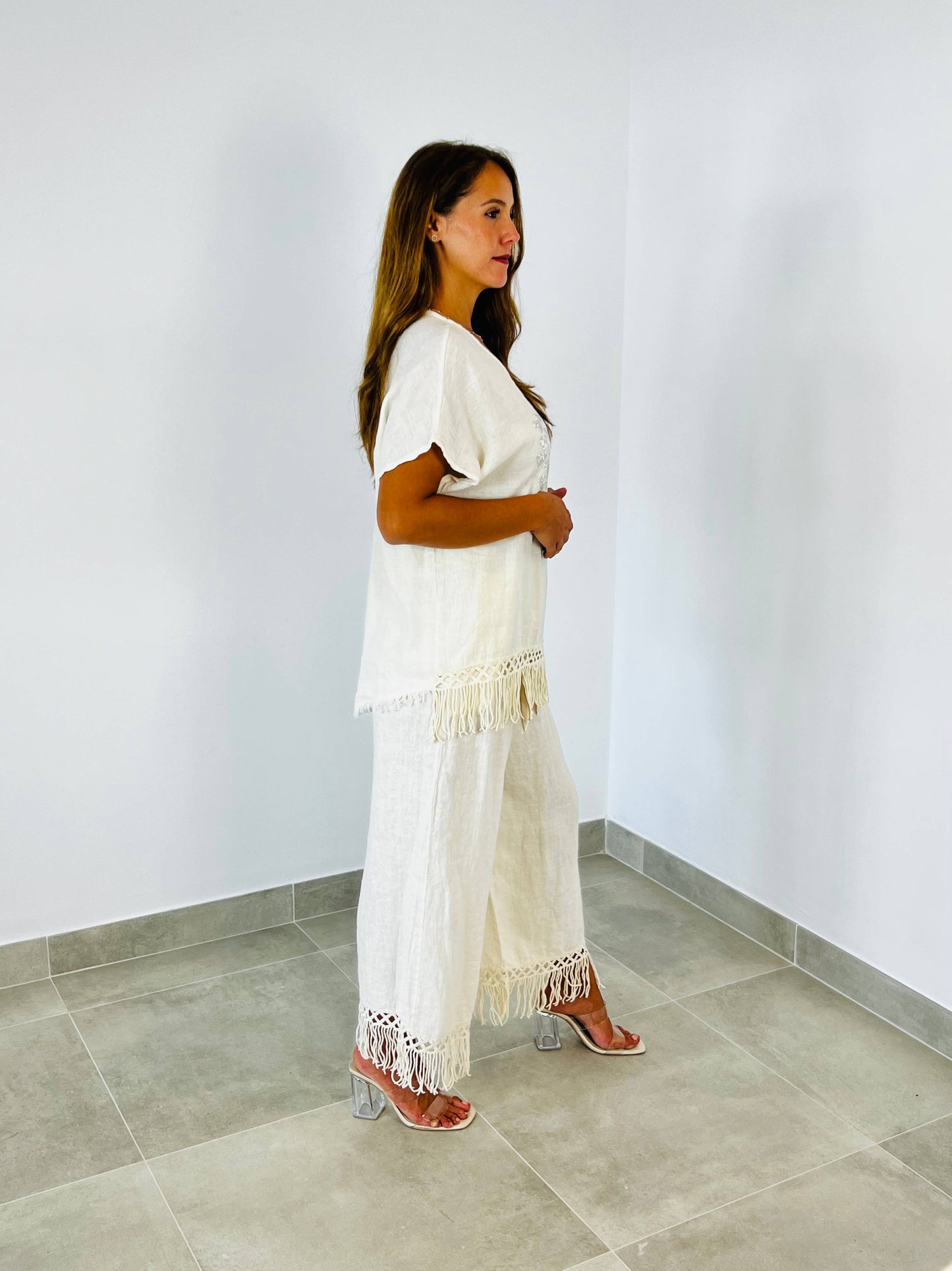 Linen Fringed Pants