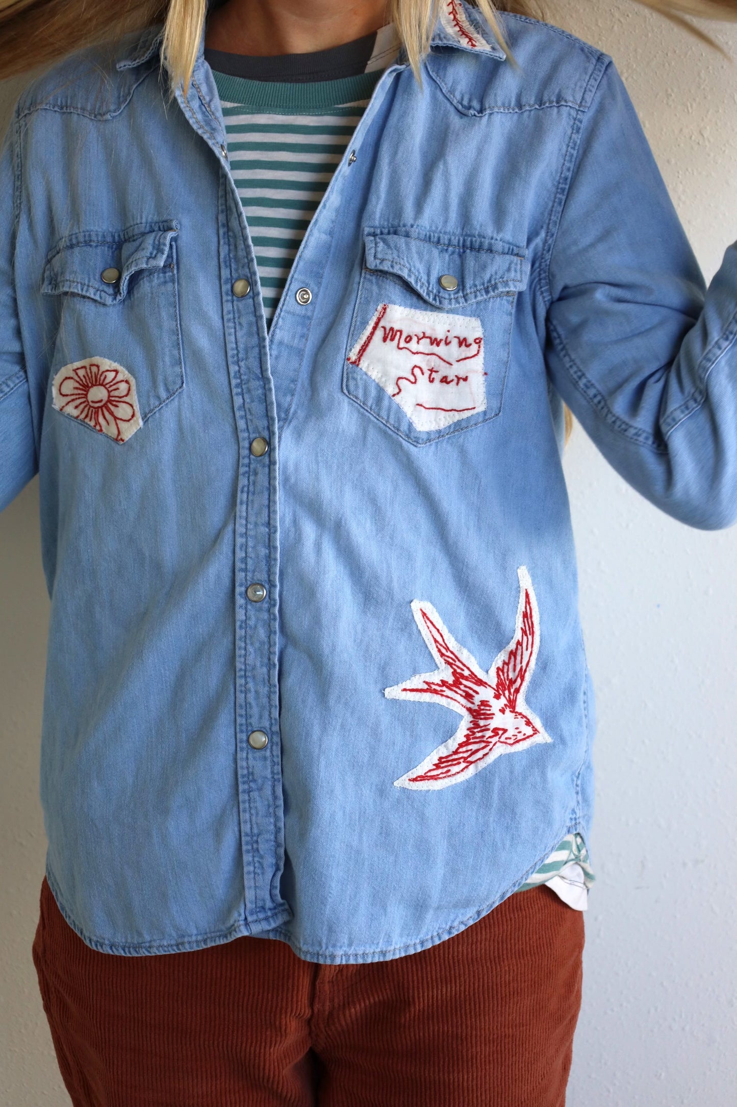 Redwork Denim Shirt