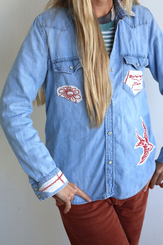 Redwork Denim Shirt