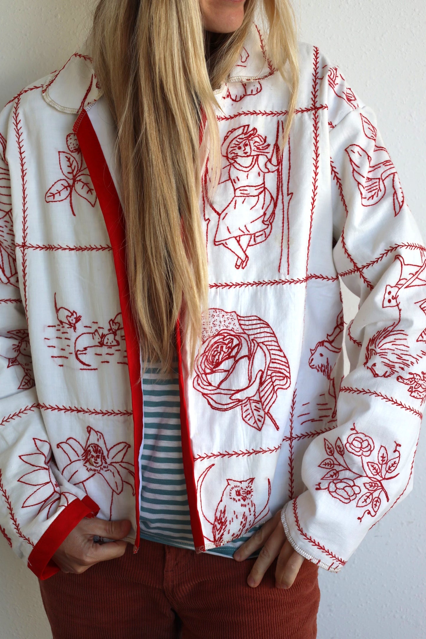 Redwork Quilt Coat