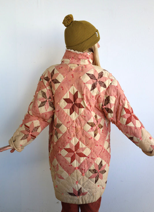Pink Star Puffer Quilt Coat