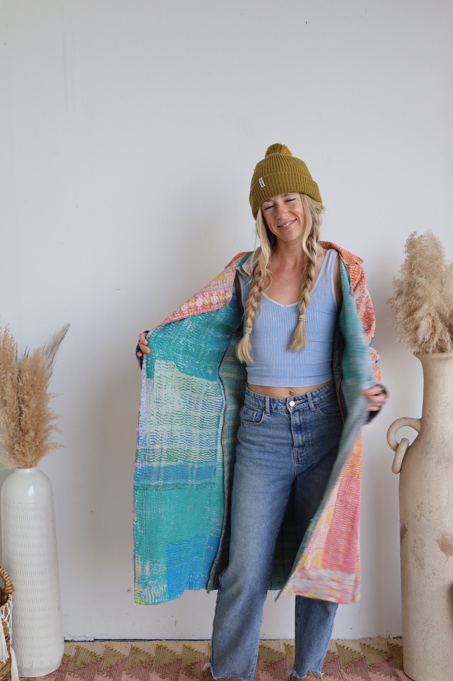Sunset Kantha Long Coat