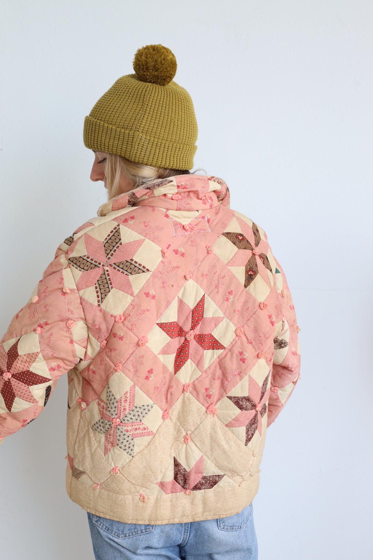Pink Star Puffer Quilt Coat