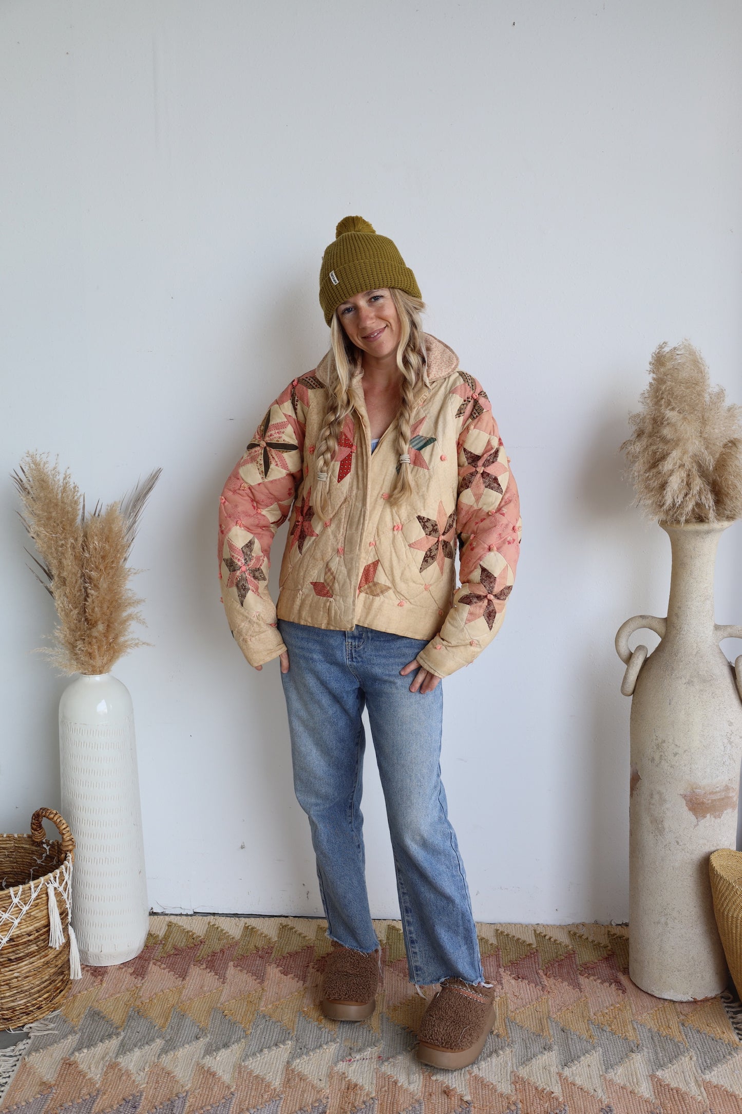 Pink Star Puffer Quilt Coat