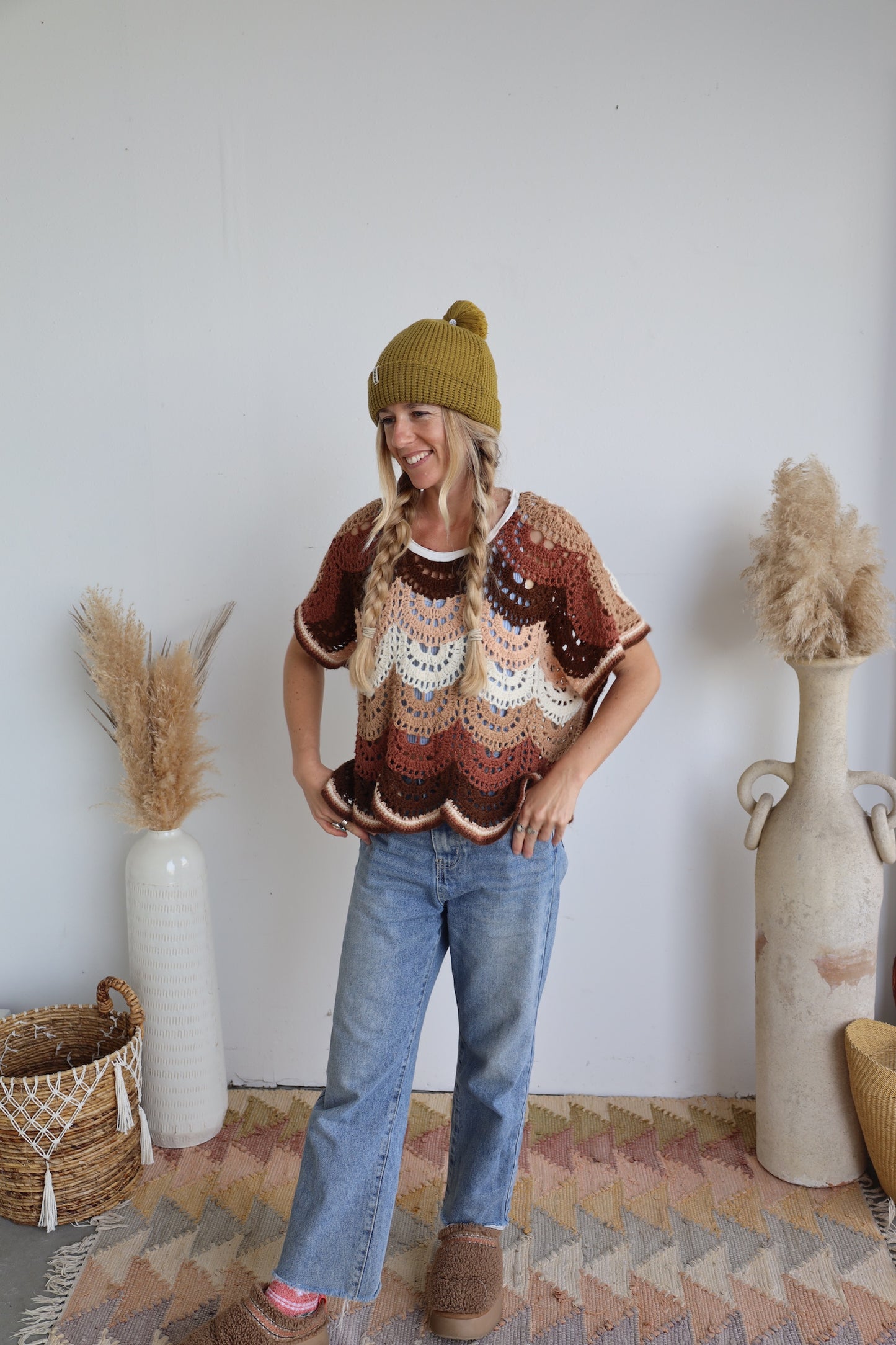 Brown Crochet Afghan Top