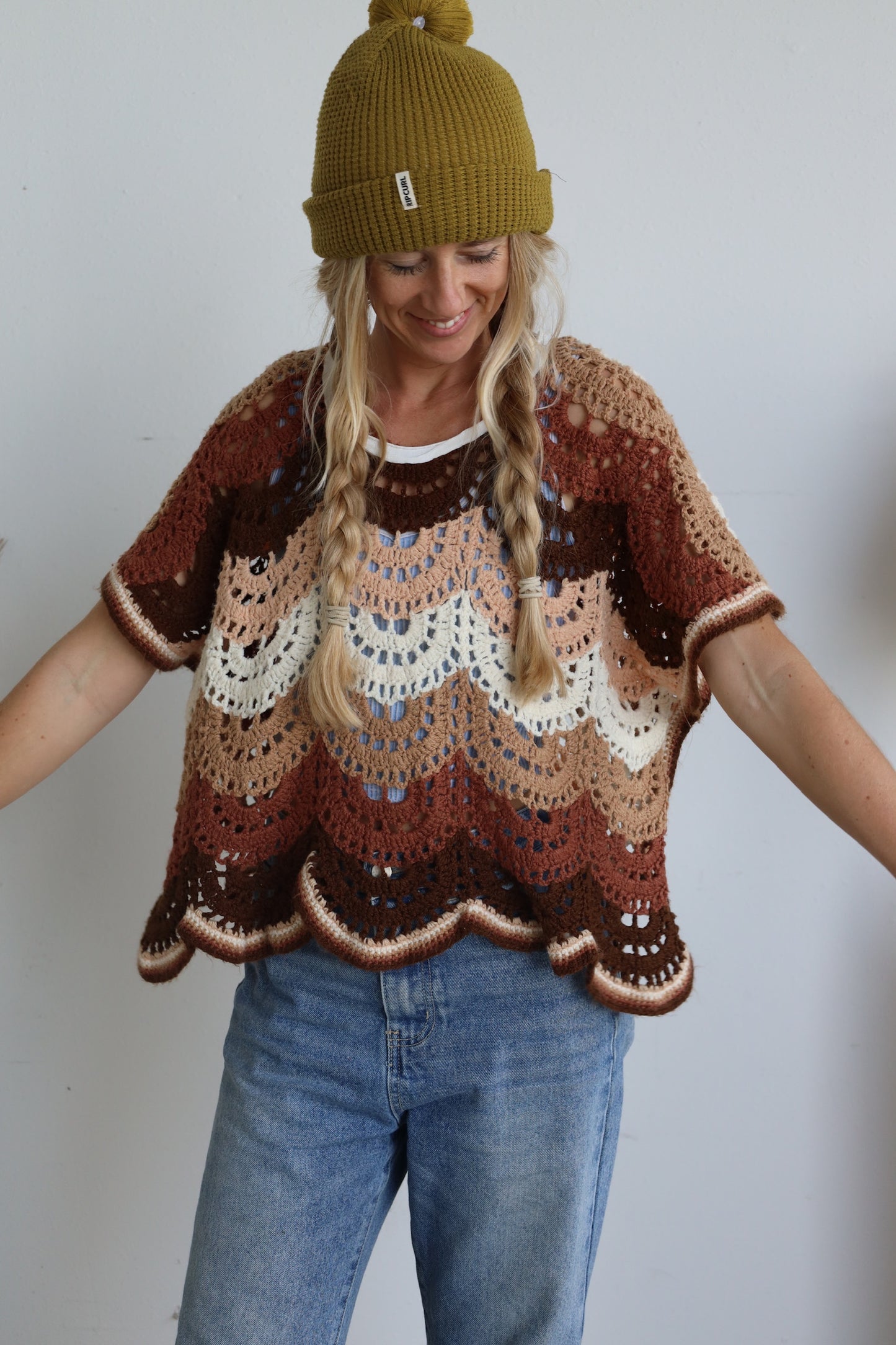 Brown Crochet Afghan Top