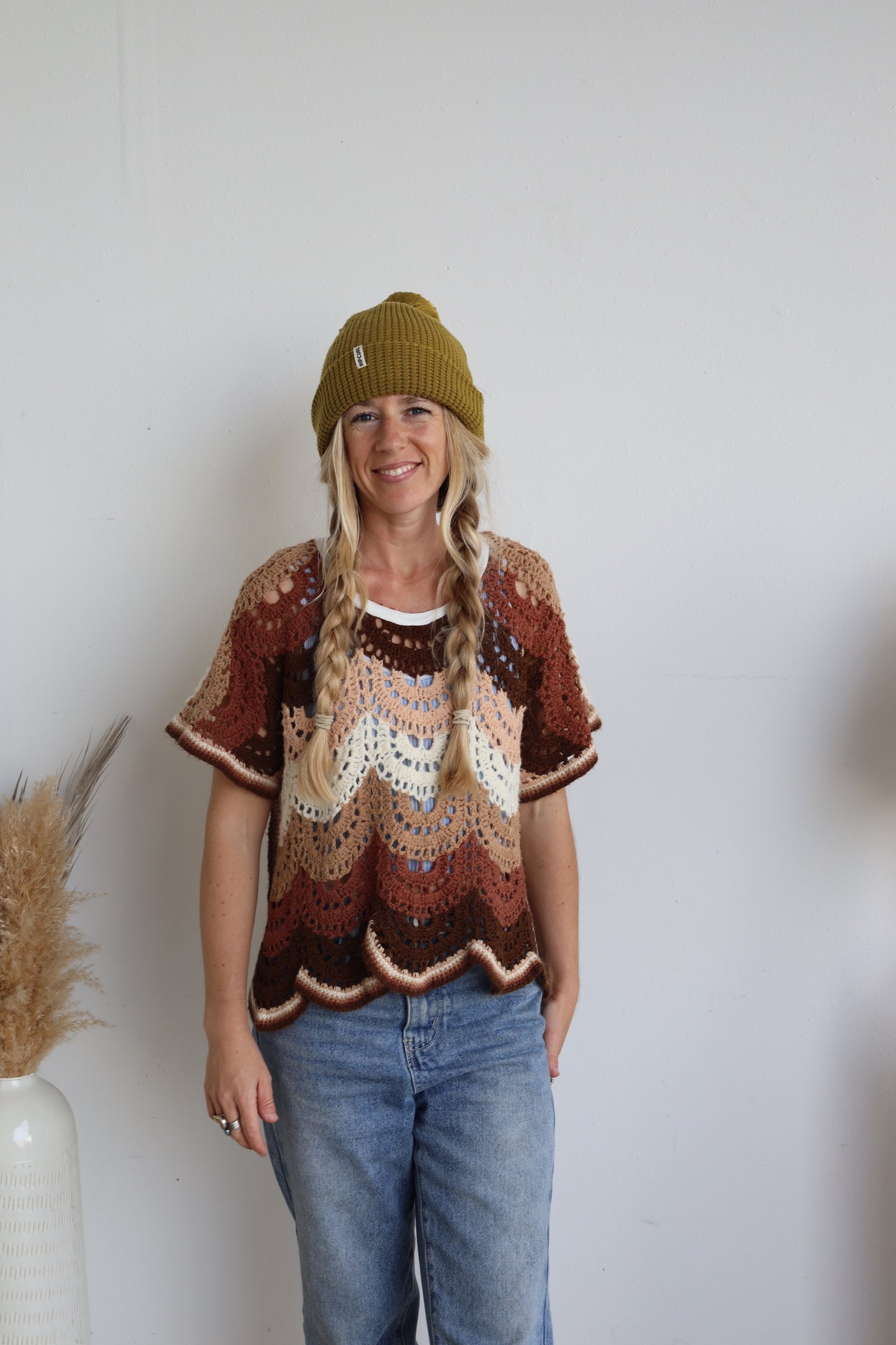 Brown Crochet Afghan Top